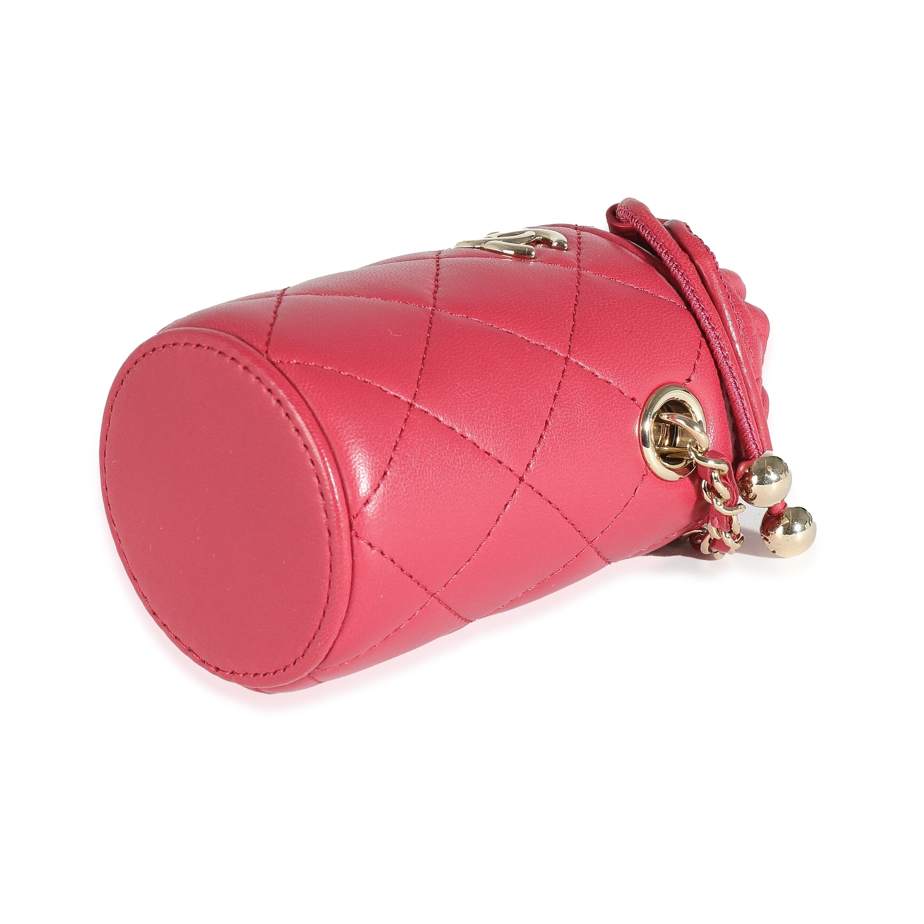 Chanel Chanel Dark Pink Quilted Lambskin Micro Drawstring Bucket