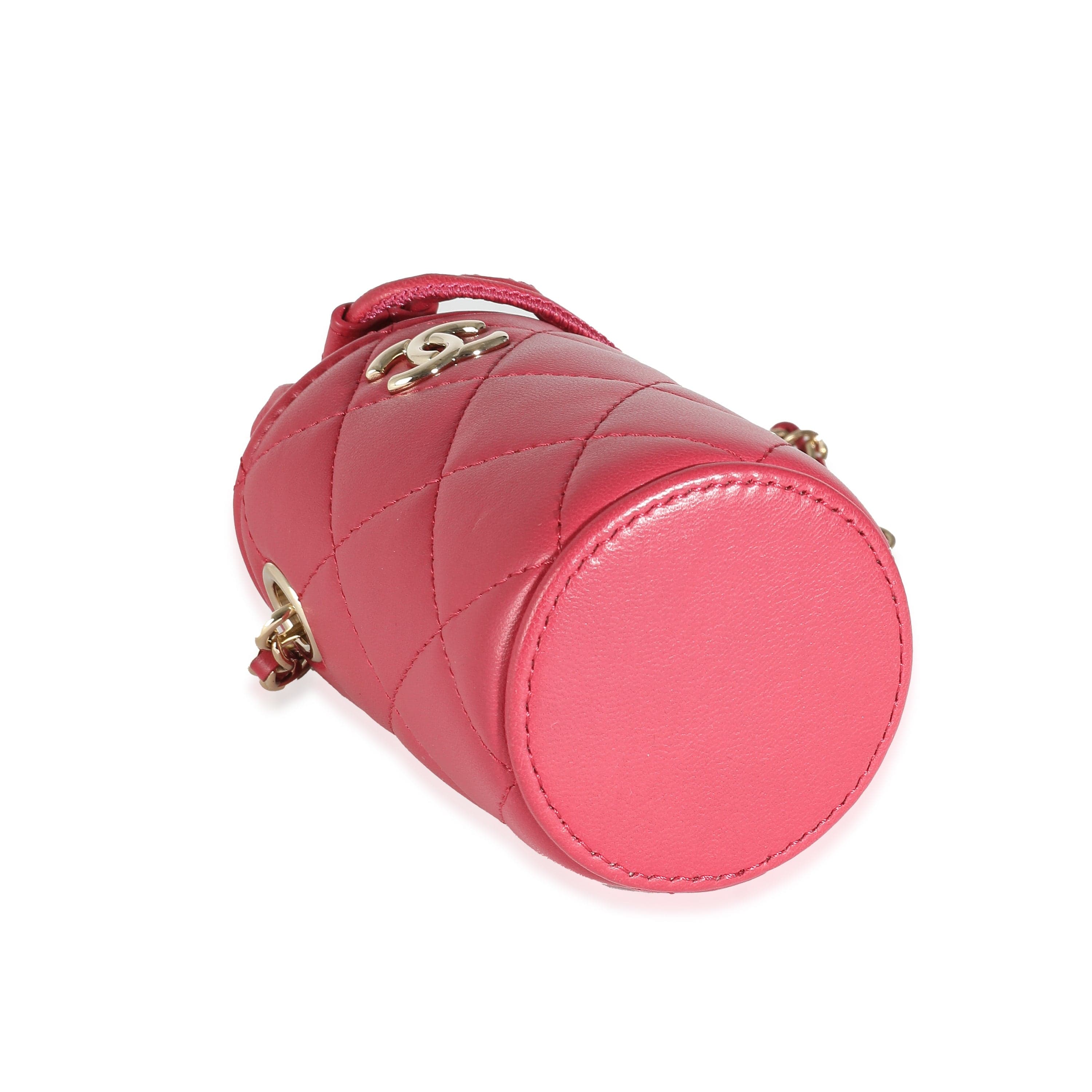 Chanel Chanel Dark Pink Quilted Lambskin Micro Drawstring Bucket