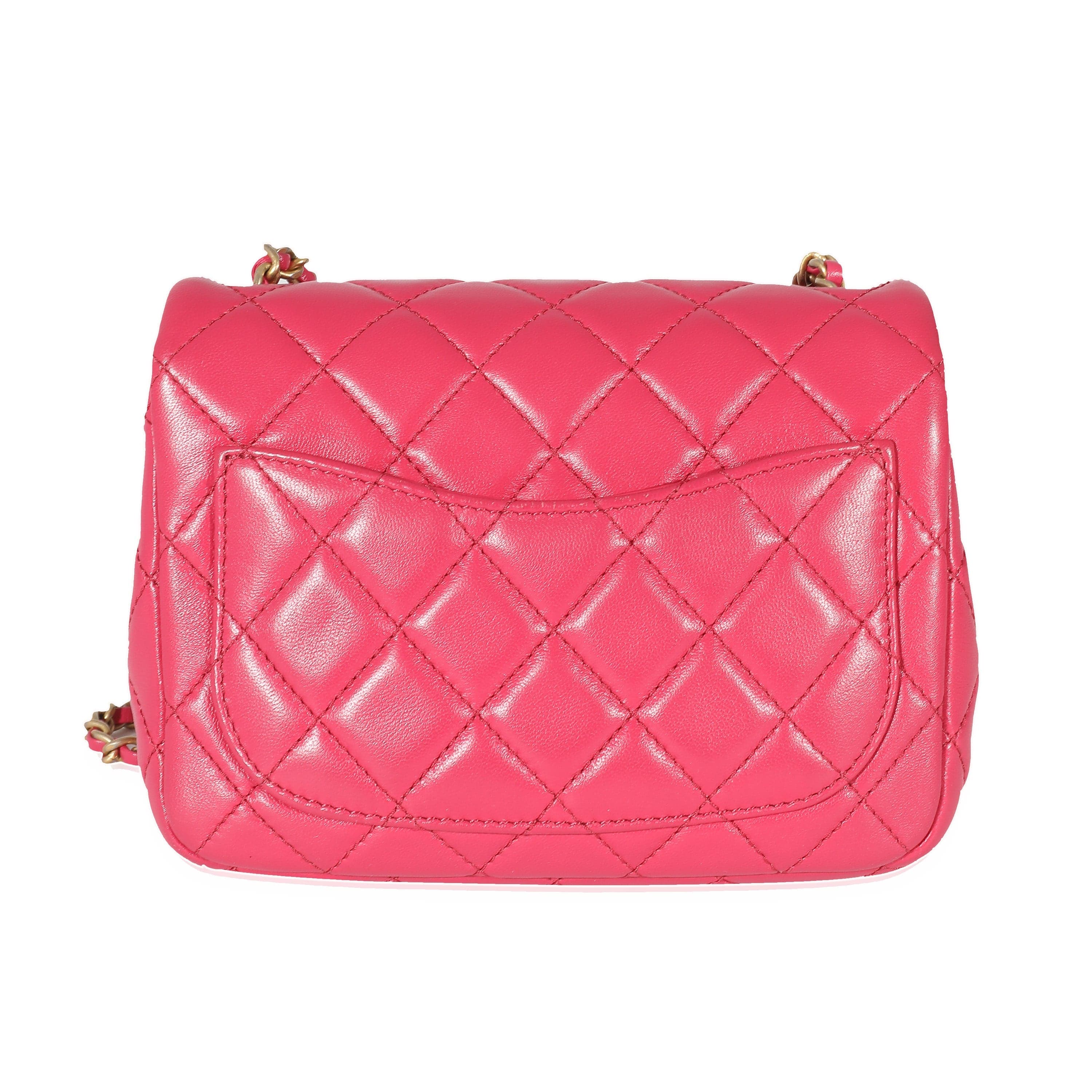 Chanel Chanel Dark Pink Quilted Lambskin Pearl Crush Mini Square Flap Bag