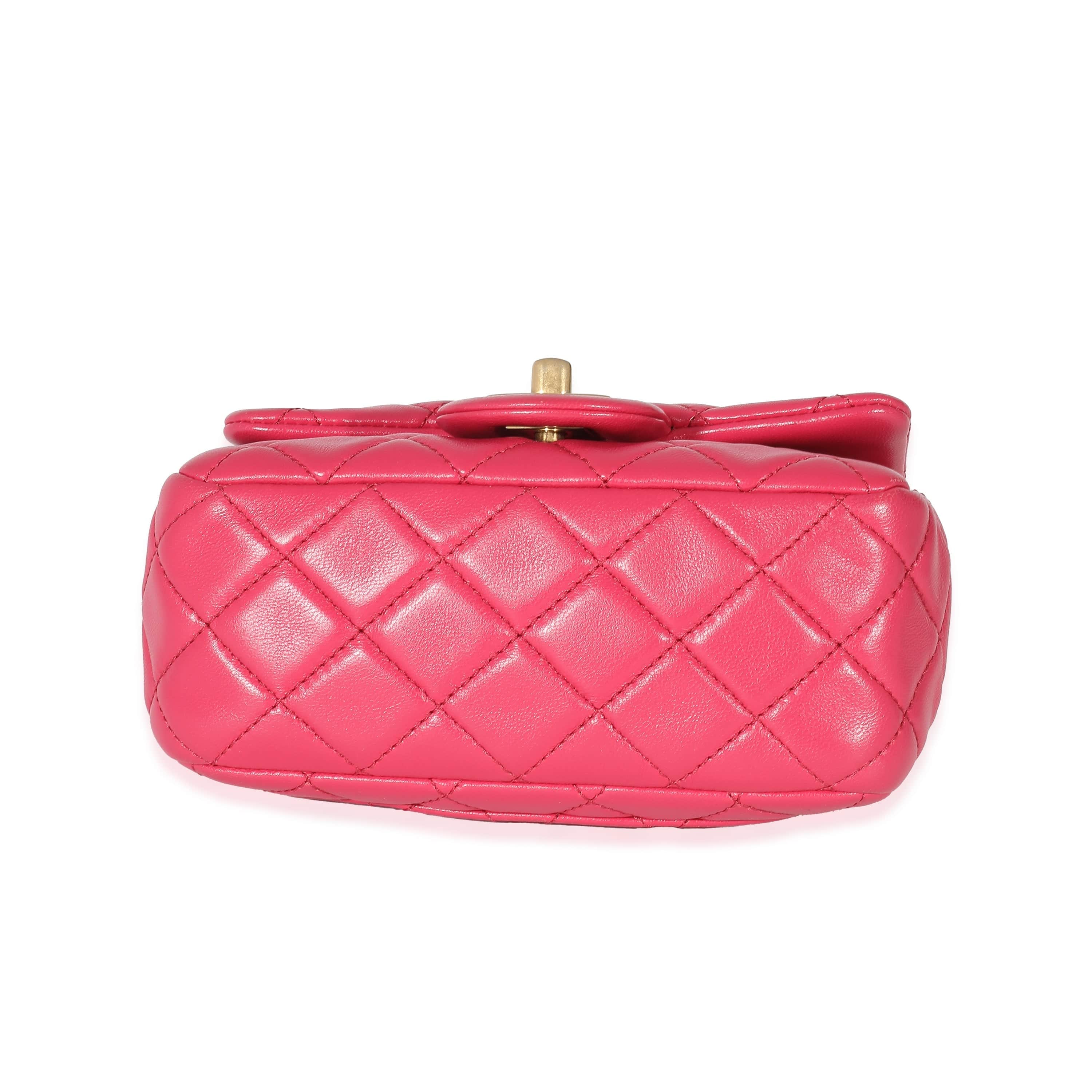 Chanel Chanel Dark Pink Quilted Lambskin Pearl Crush Mini Square Flap Bag