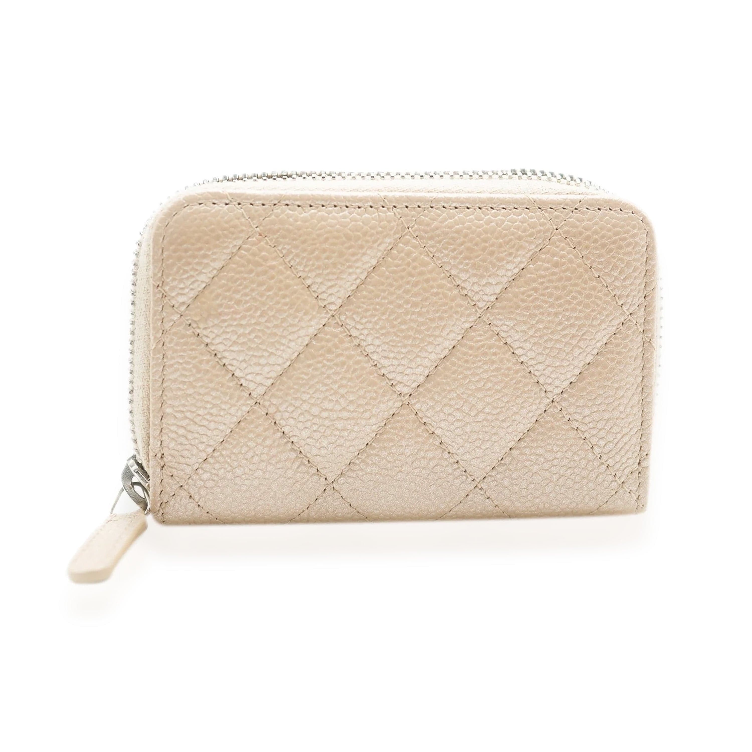 Chanel Chanel Gold Metallic Quilted Caviar Zipped Coin Purse