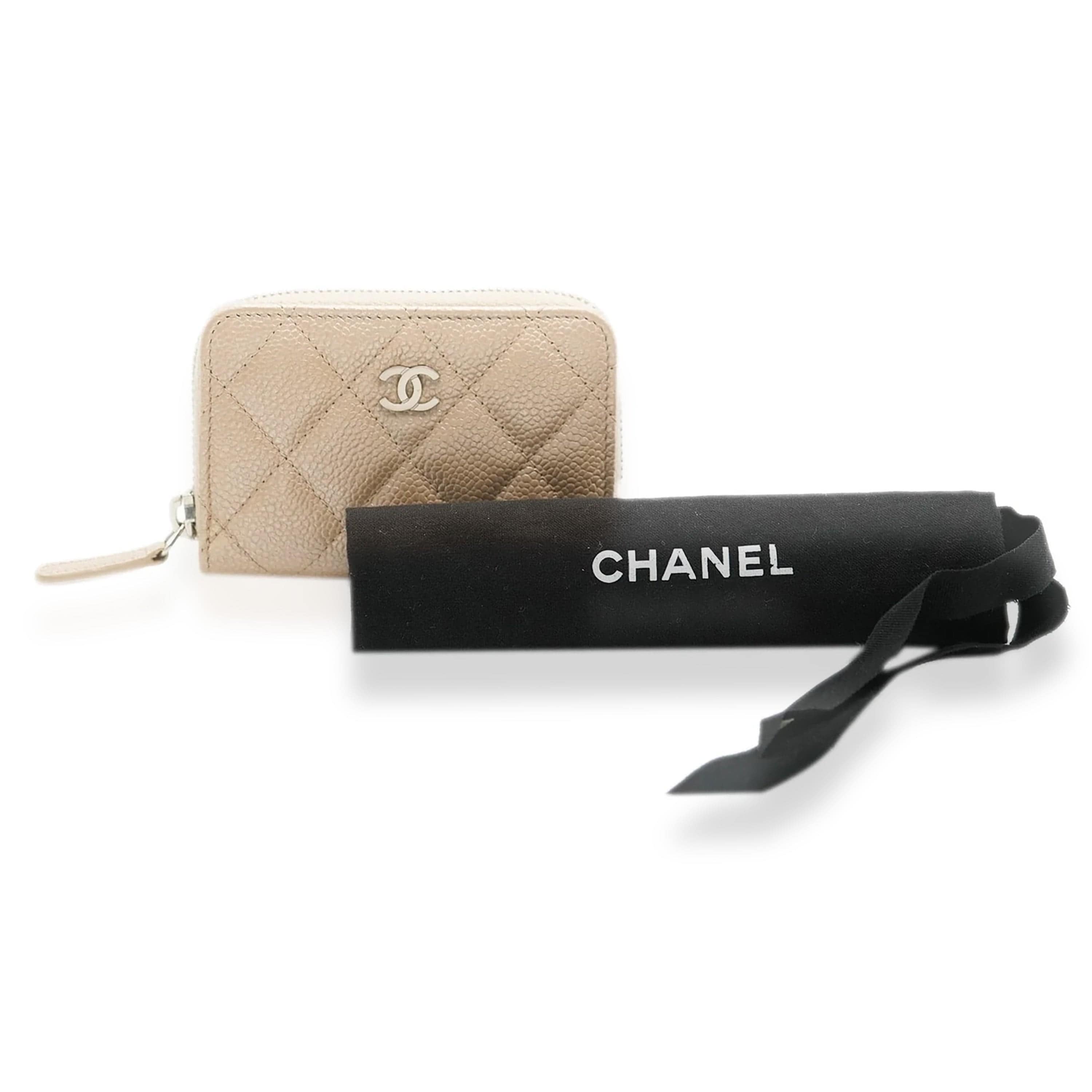 Chanel Chanel Gold Metallic Quilted Caviar Zipped Coin Purse