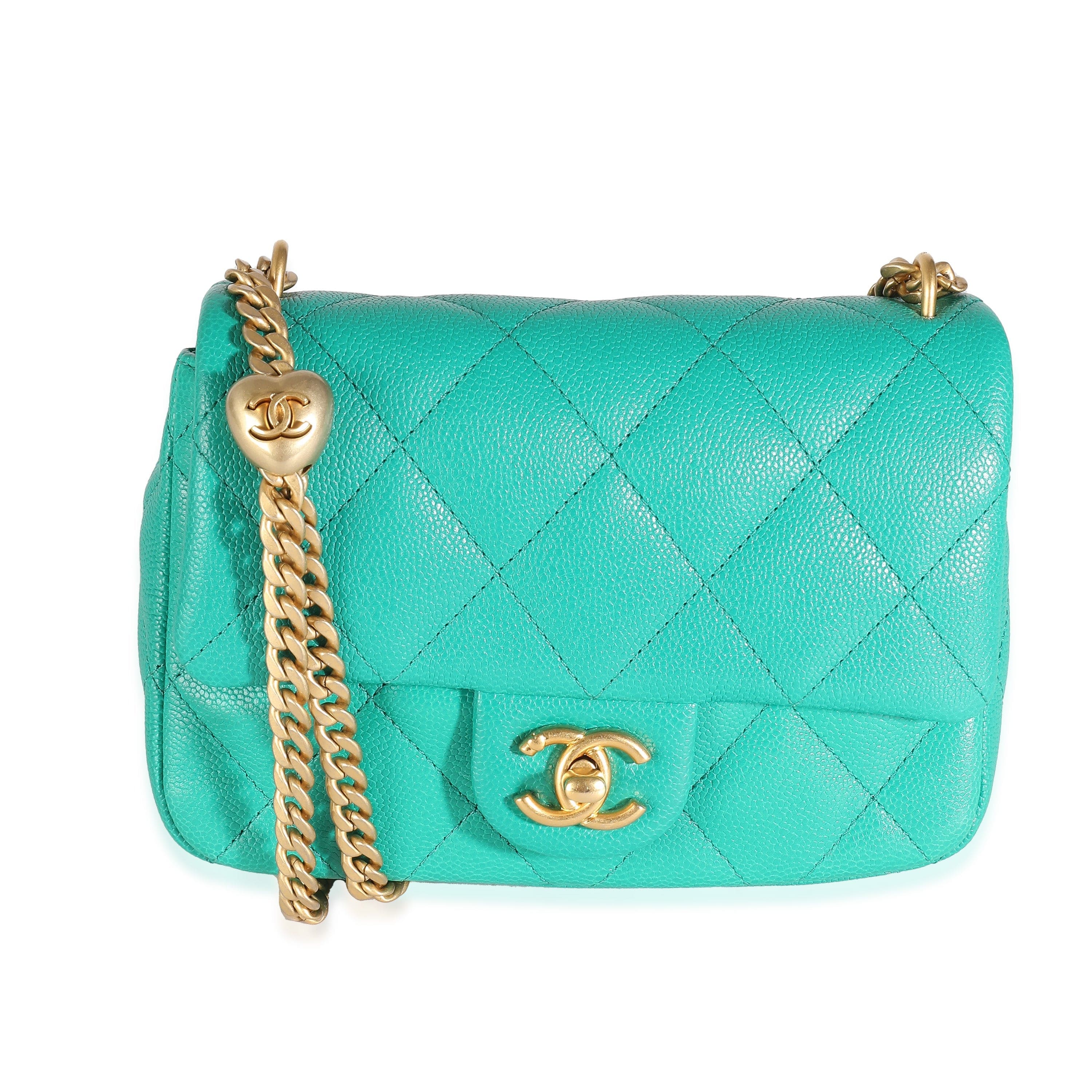 Chanel Chanel Green Quilted Caviar Sweetheart Mini Flap Bag