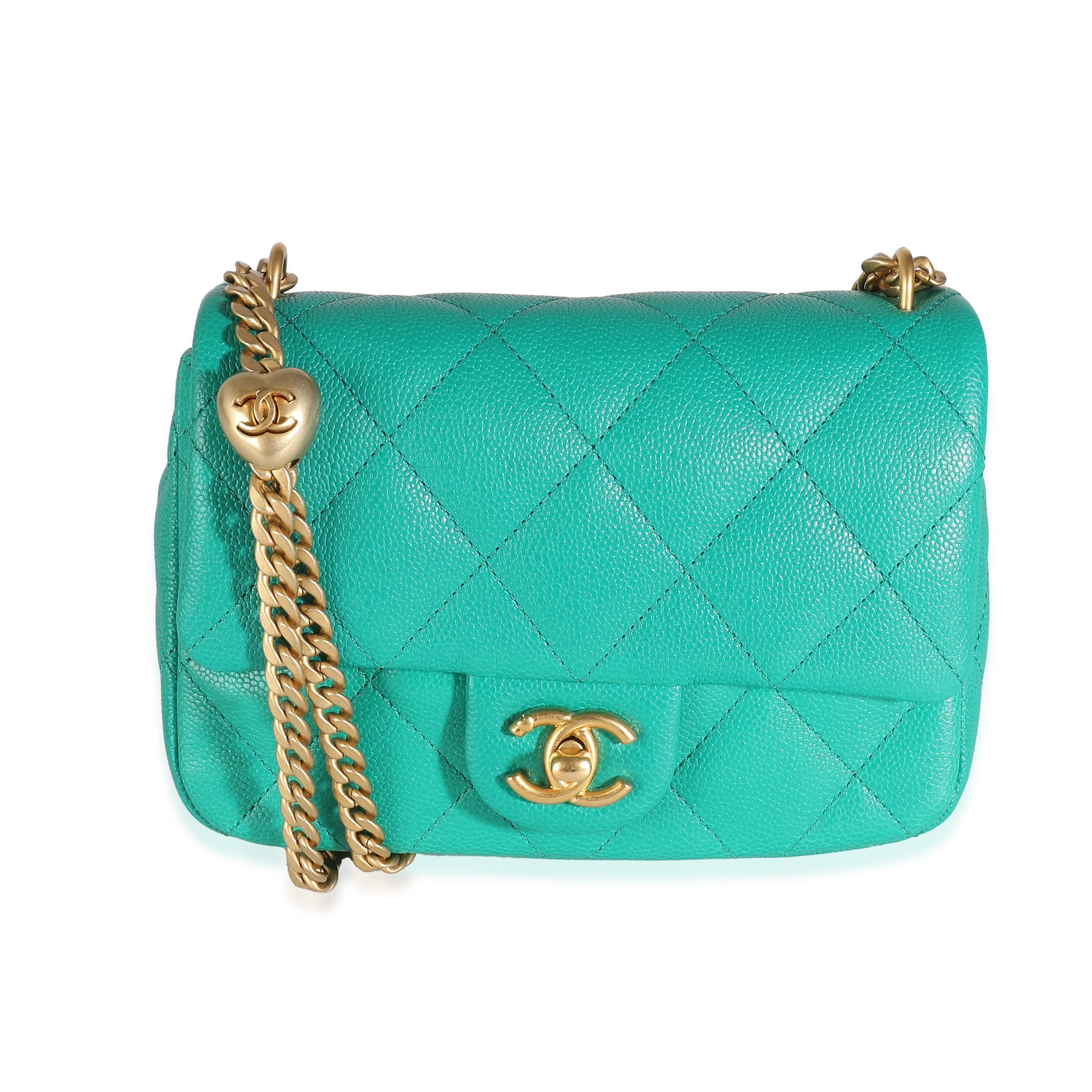 Chanel Chanel Green Quilted Caviar Sweetheart Mini Flap Bag