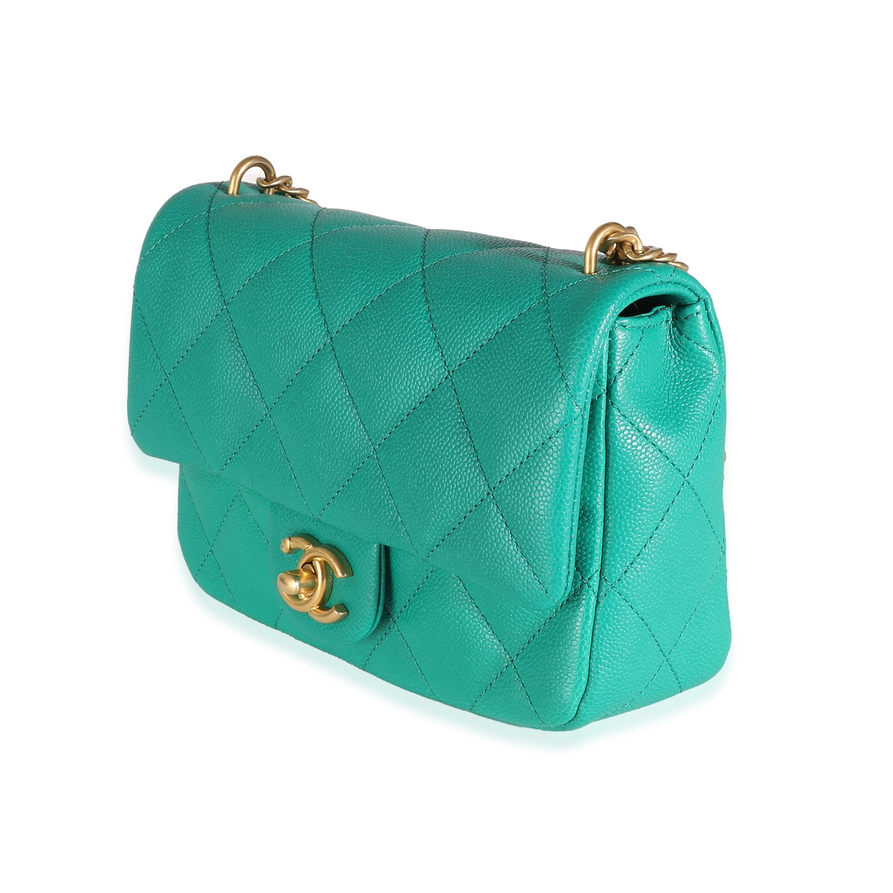 Chanel Chanel Green Quilted Caviar Sweetheart Mini Flap Bag