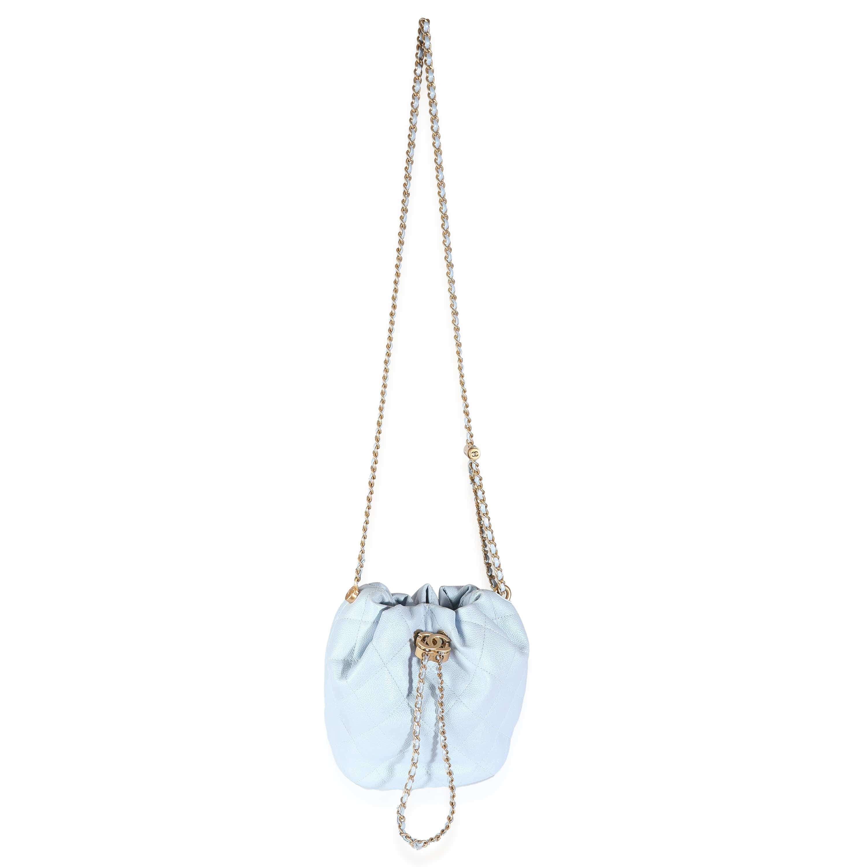 Chanel Chanel Light Blue Iridescent Quilted Caviar My Perfect CC Drawstring Bucket Bag