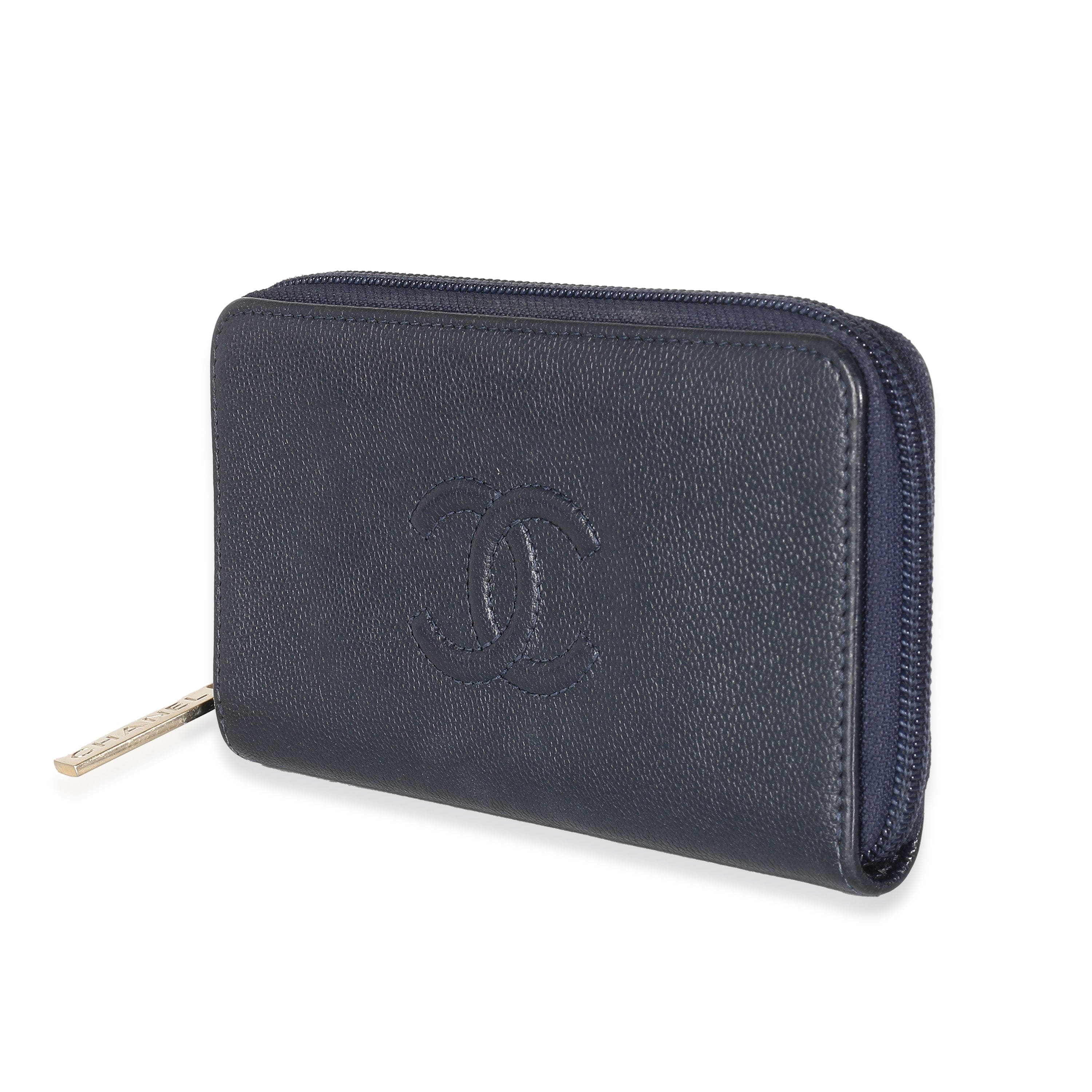 Chanel Chanel Navy Caviar CC Zip Around Wallet