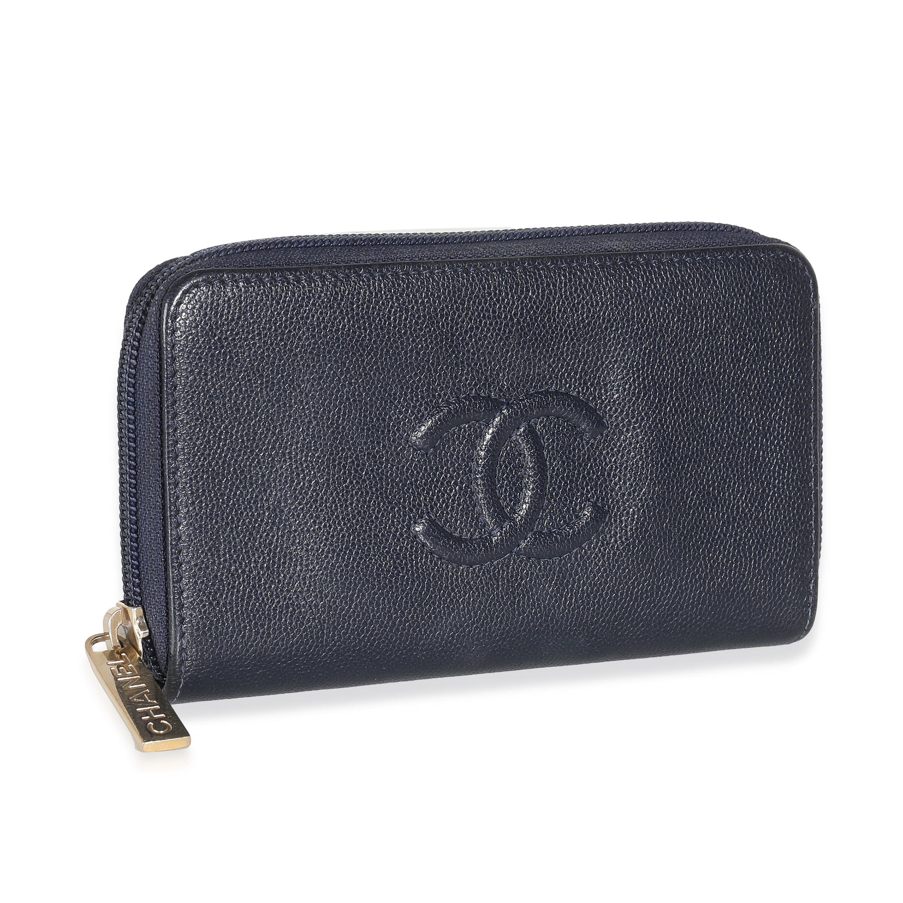 Chanel Chanel Navy Caviar CC Zip Around Wallet