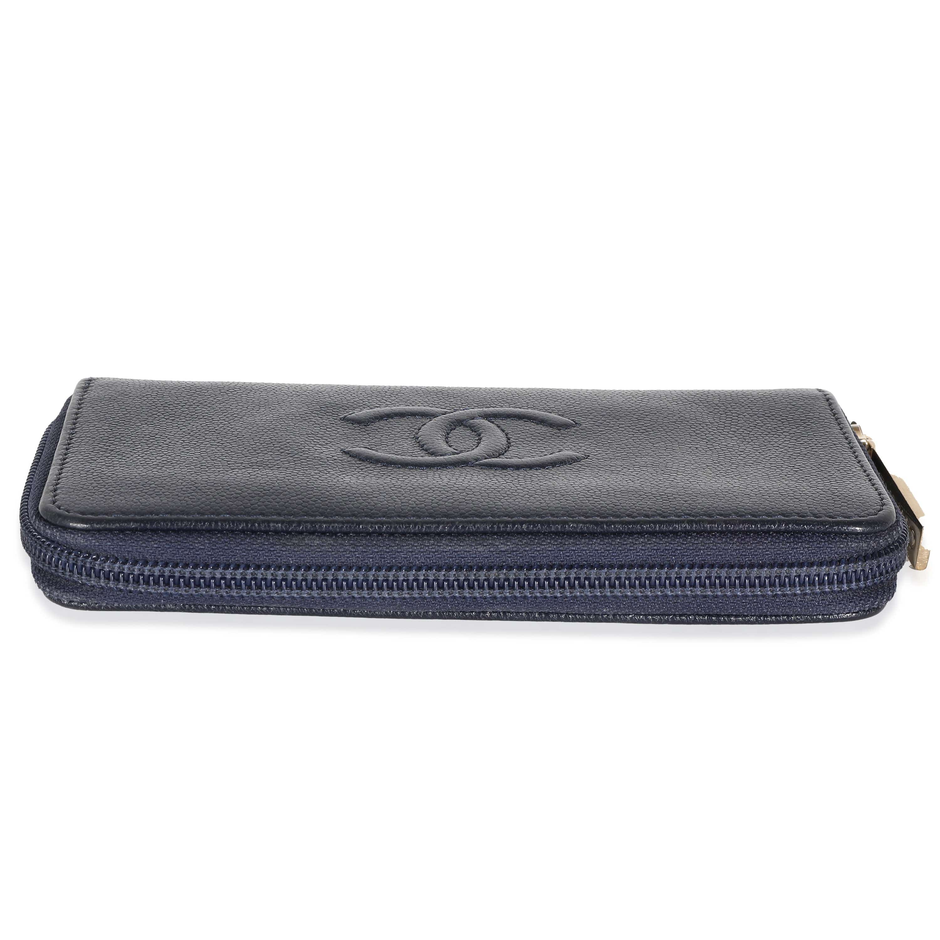 Chanel Chanel Navy Caviar CC Zip Around Wallet