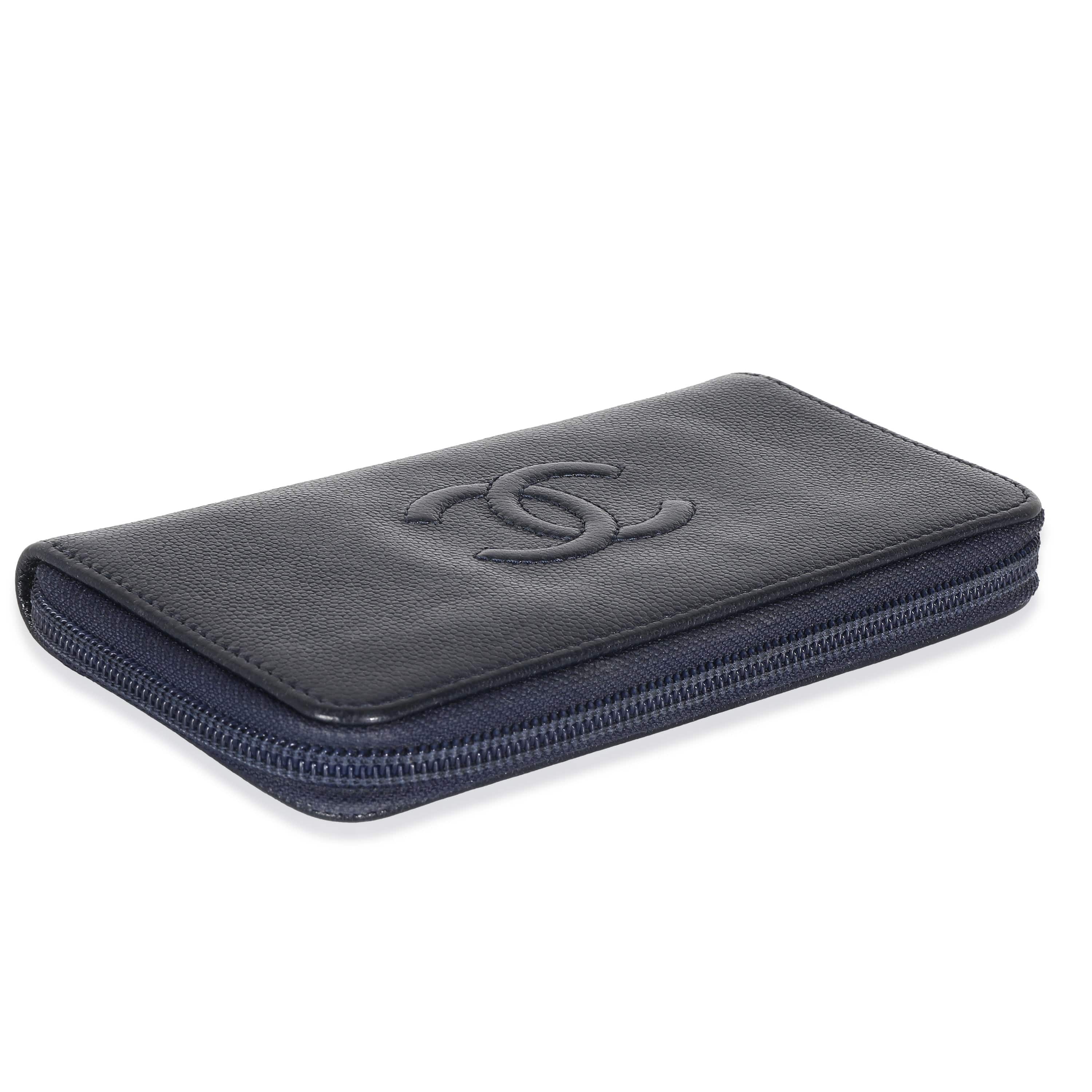 Chanel Chanel Navy Caviar CC Zip Around Wallet