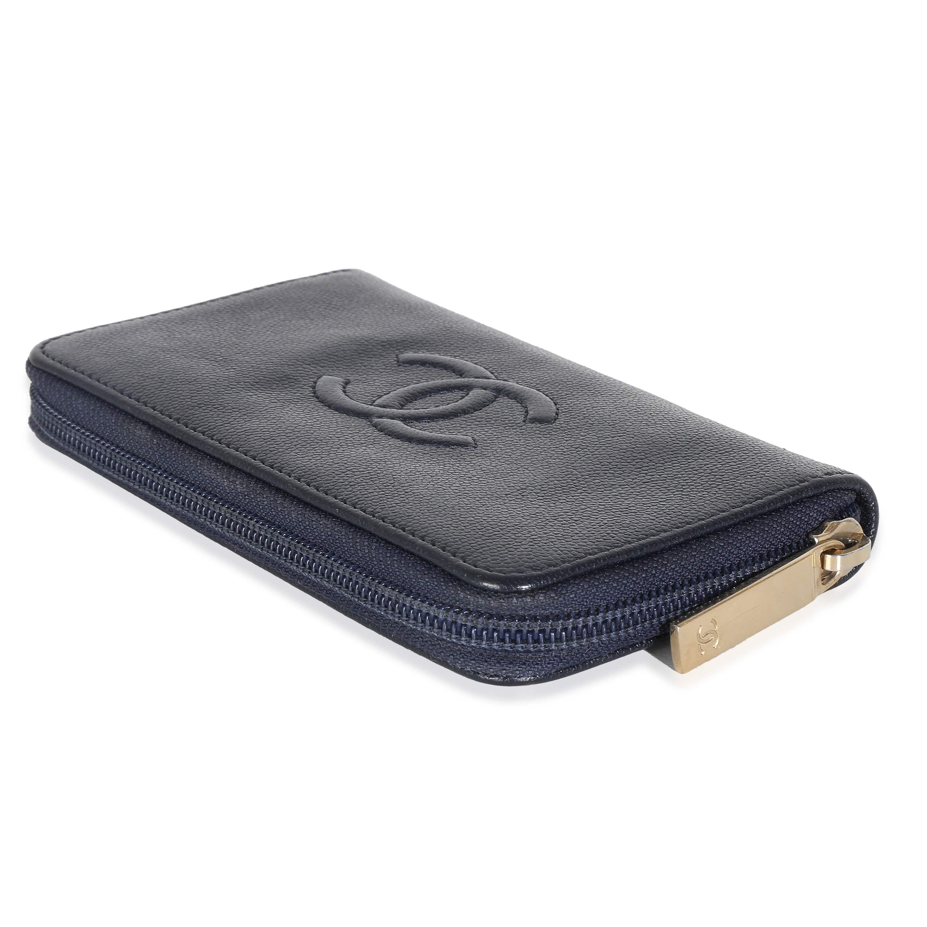 Chanel Chanel Navy Caviar CC Zip Around Wallet