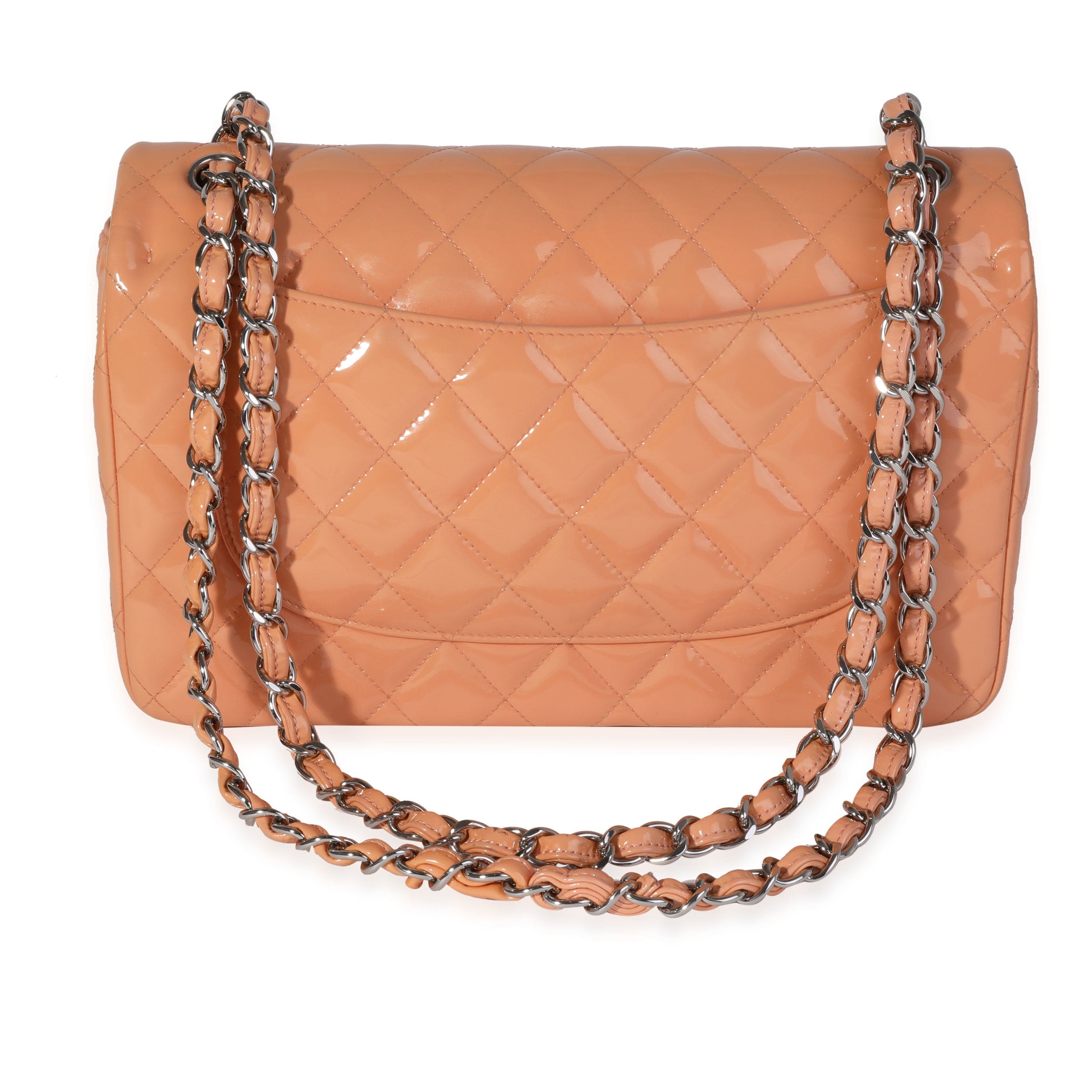 Chanel Chanel Peach Quilted Patent Leather Jumbo Classic Double Flap Bag