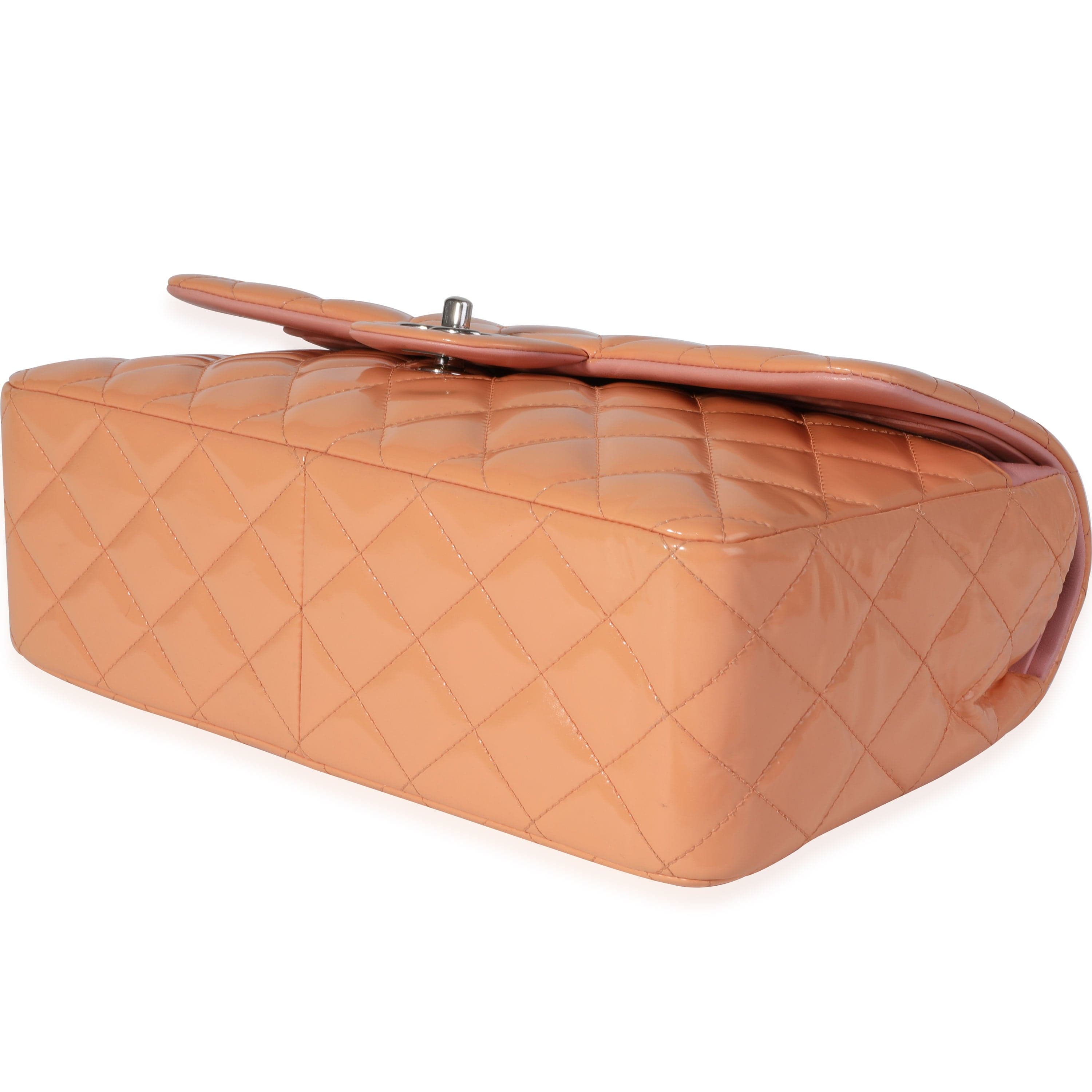 Chanel Chanel Peach Quilted Patent Leather Jumbo Classic Double Flap Bag