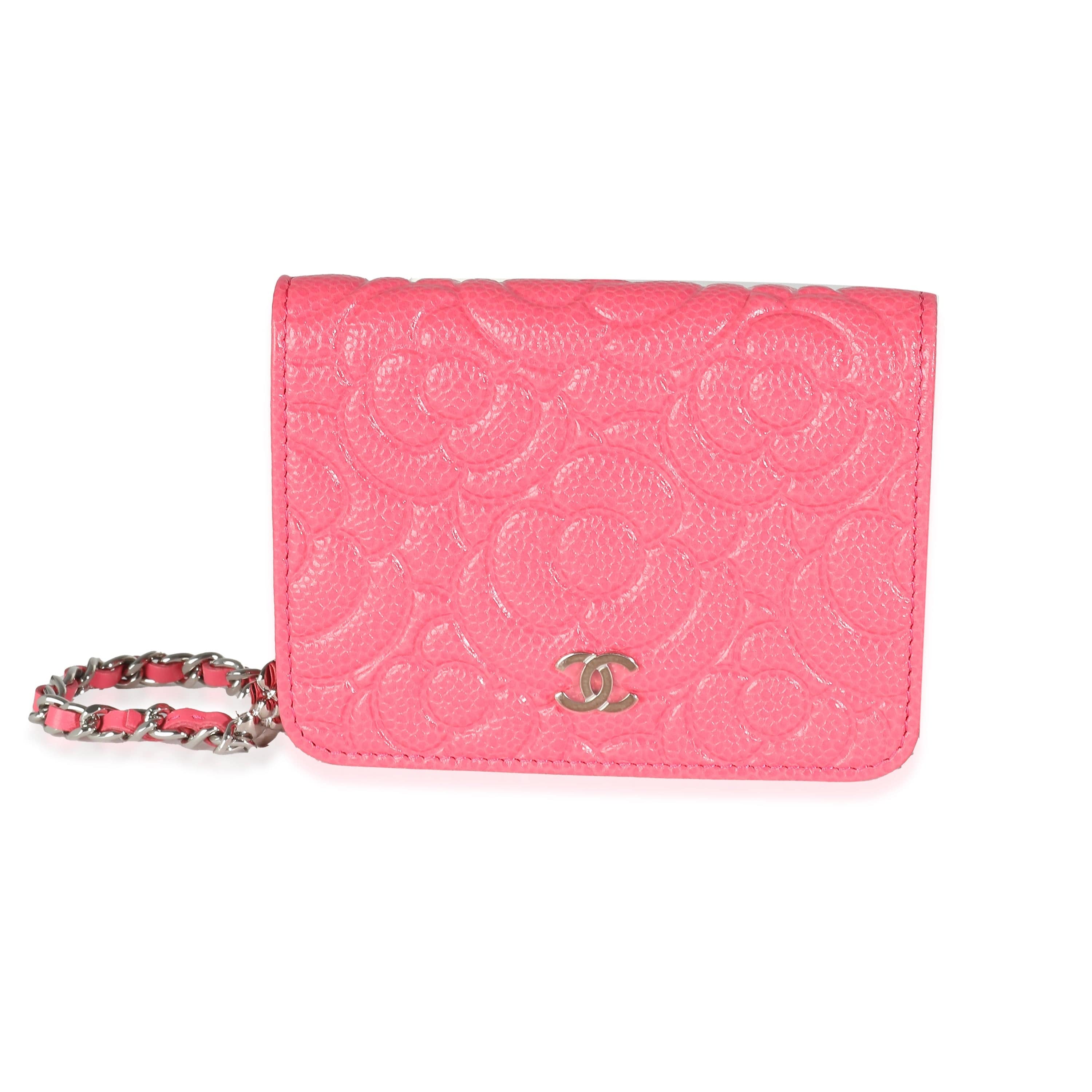 Chanel Chanel Pink Caviar Camellia Embossed Chain Belt Bag