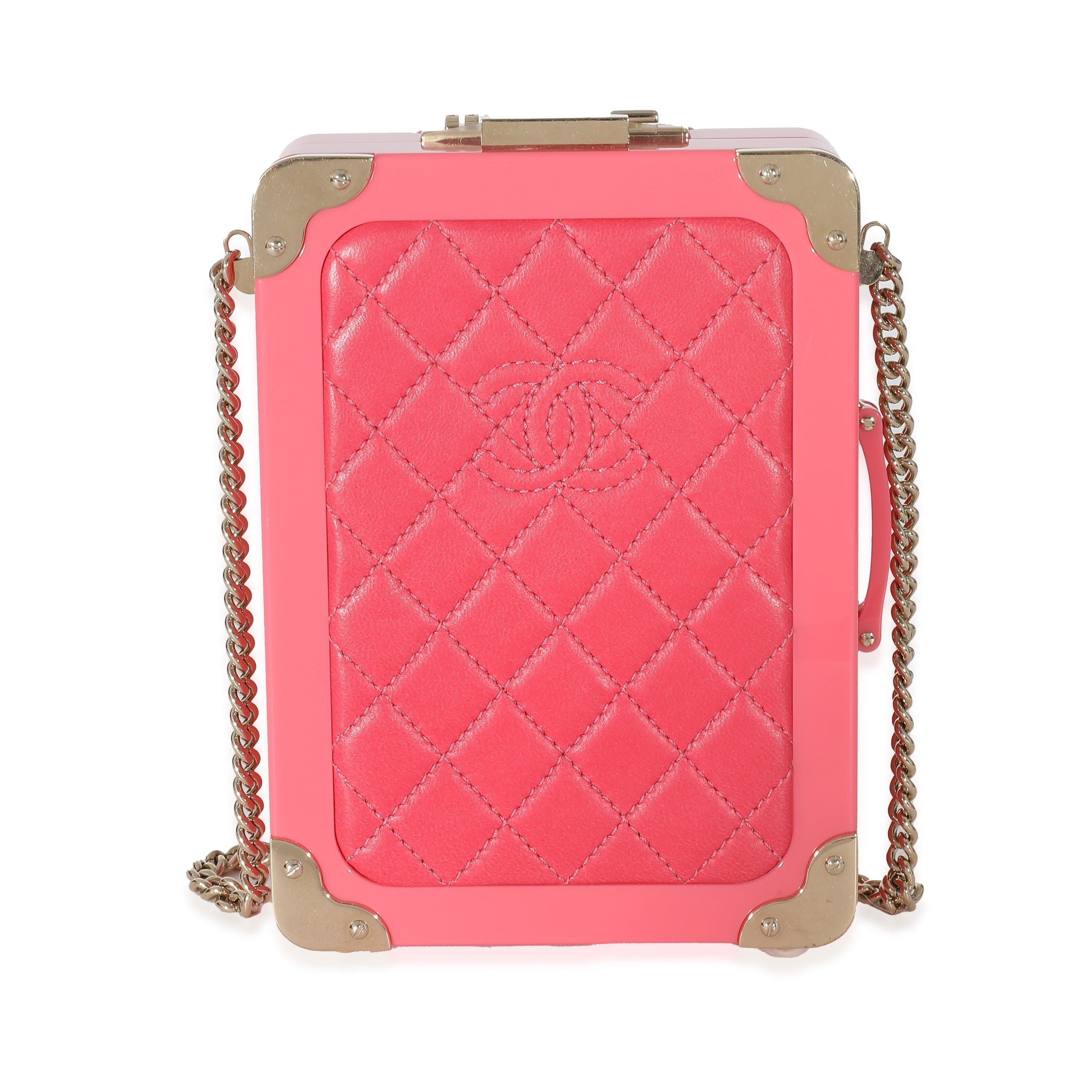 Chanel Chanel Pink Plexi Lambskin Evening In The Air CC Trolley Minaudière Clutch