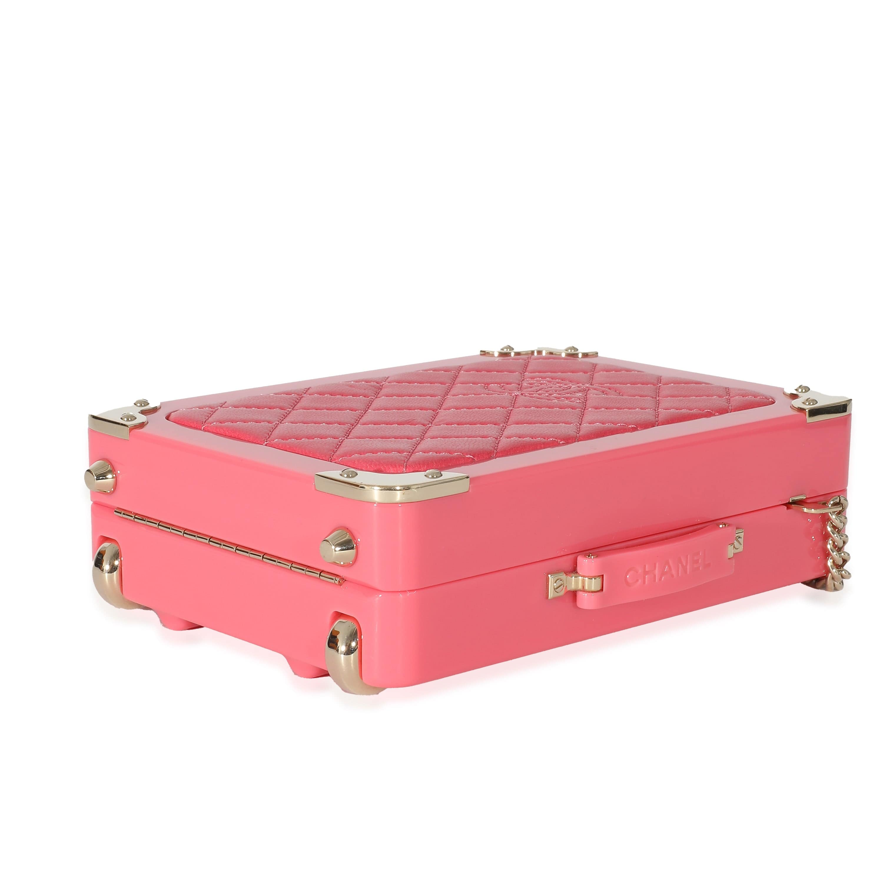 Chanel Chanel Pink Plexi Lambskin Evening In The Air CC Trolley Minaudière Clutch