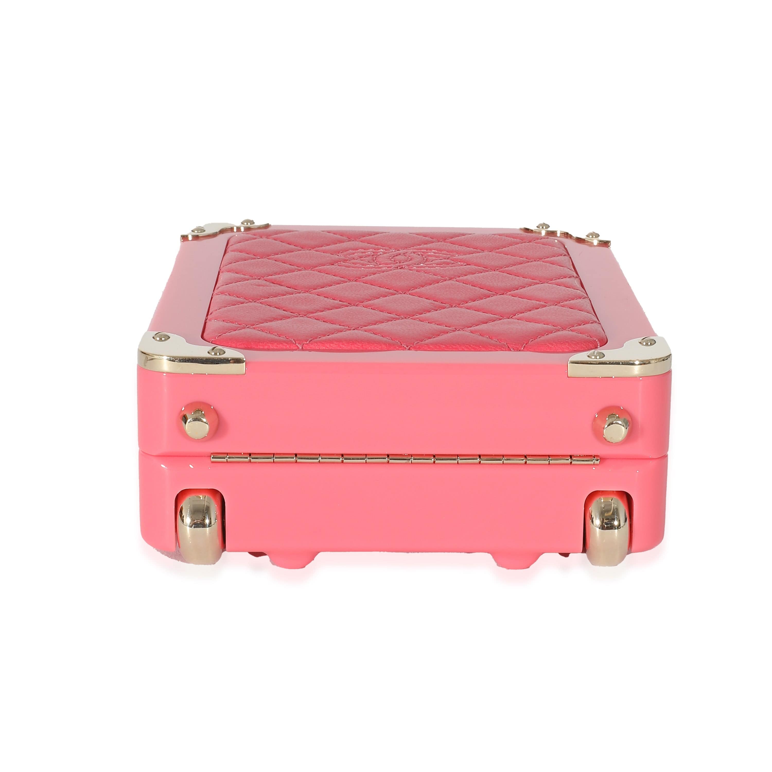 Chanel Chanel Pink Plexi Lambskin Evening In The Air CC Trolley Minaudière Clutch