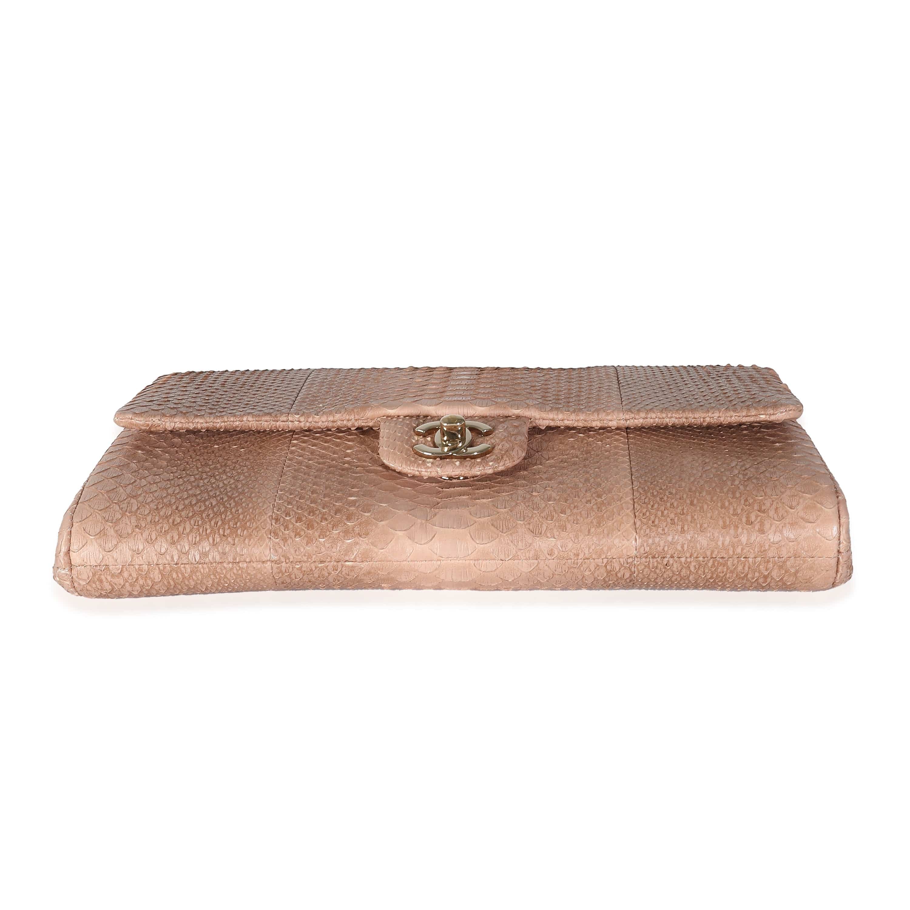 Chanel Chanel Pink Python Classic Flap Clutch With Chain