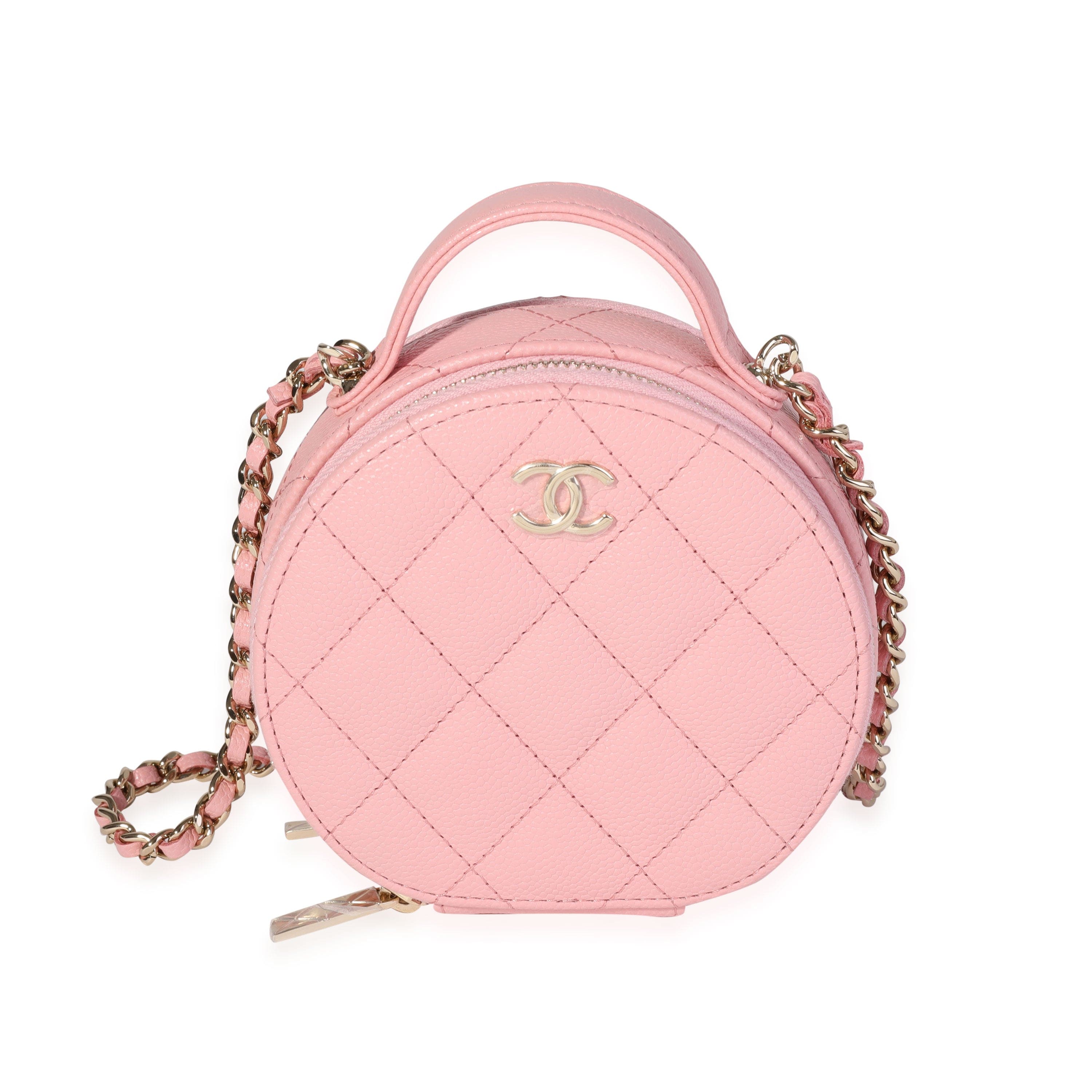 Chanel Chanel Pink Quilted Caviar Handle With Care Vanity Crossbody