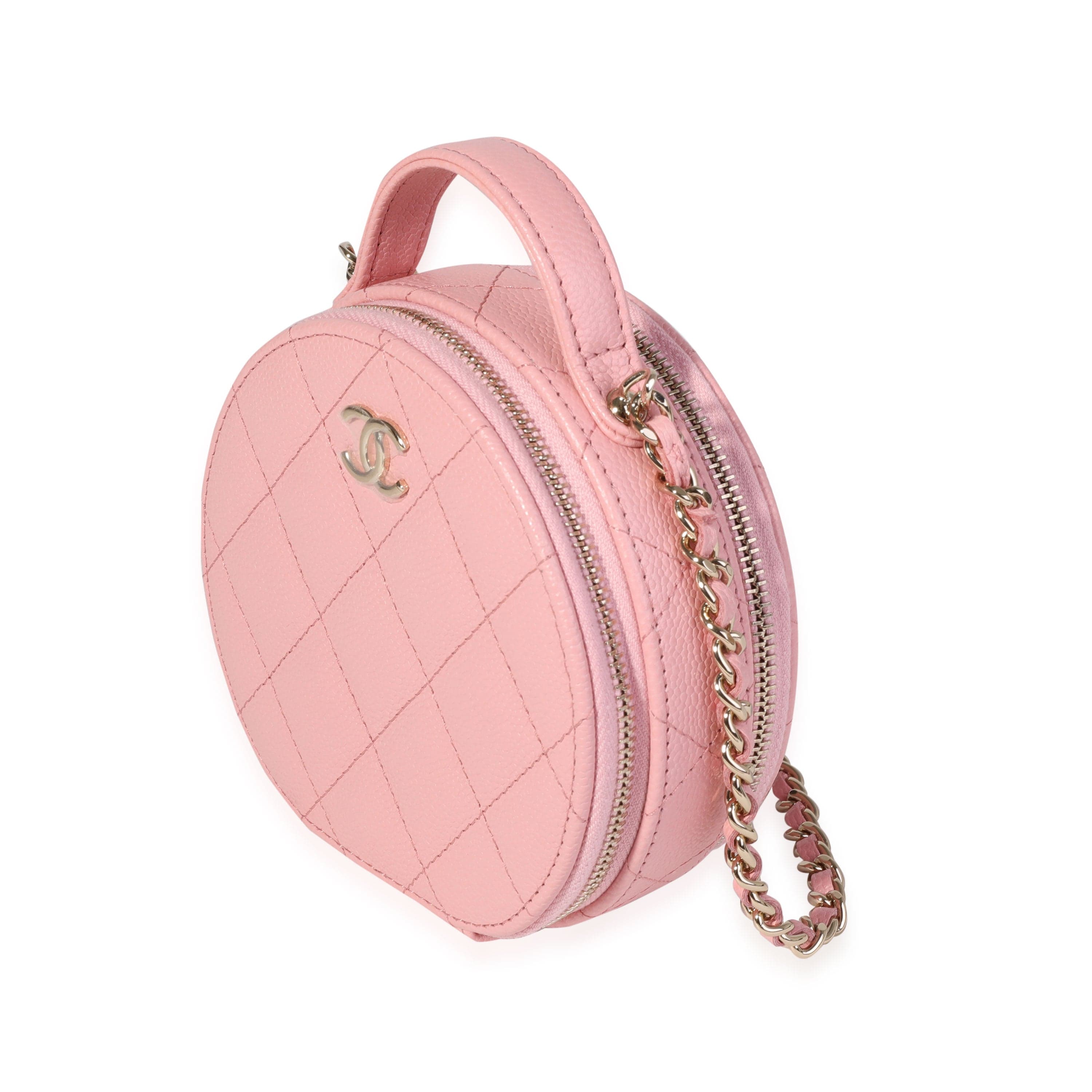 Chanel Chanel Pink Quilted Caviar Handle With Care Vanity Crossbody