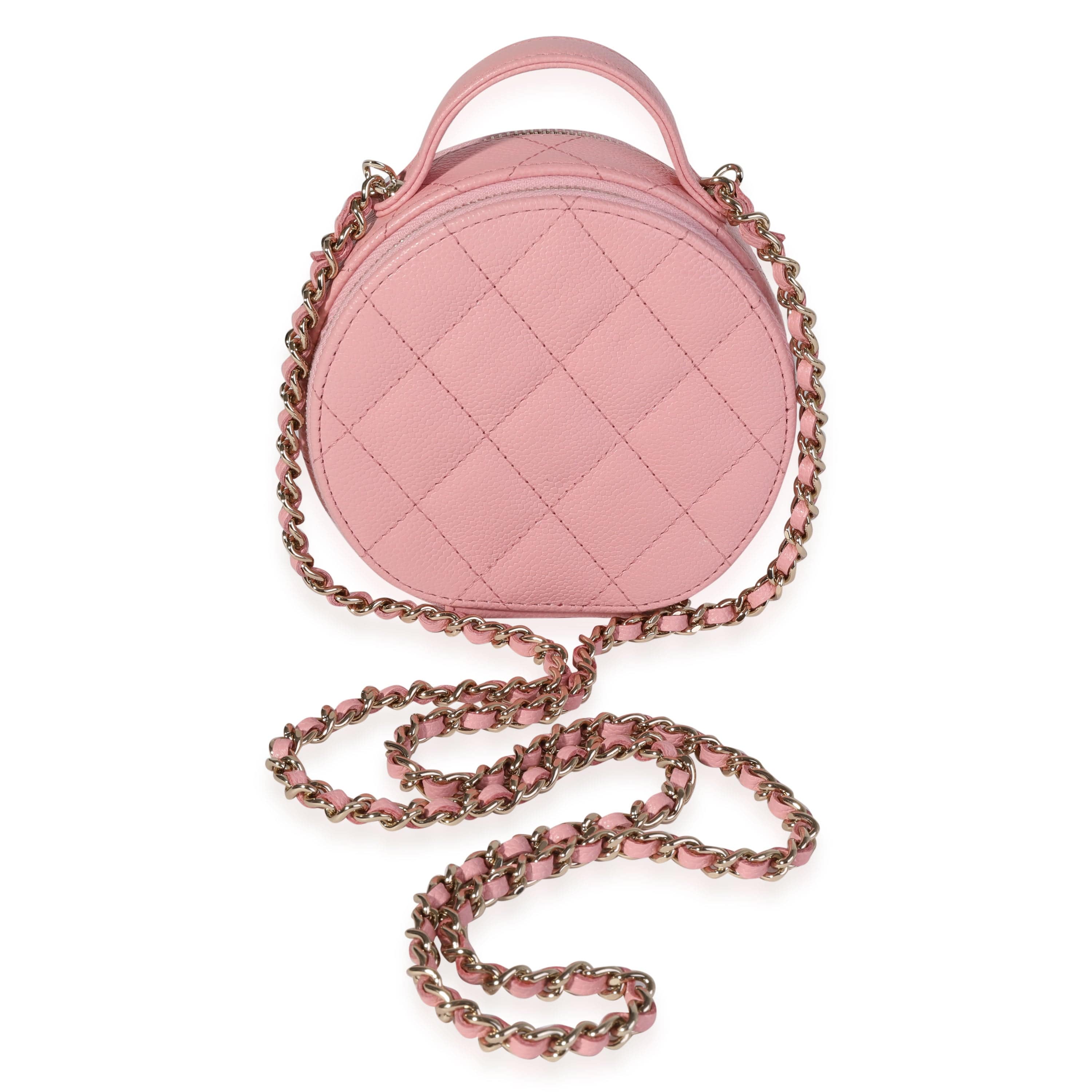 Chanel Chanel Pink Quilted Caviar Handle With Care Vanity Crossbody