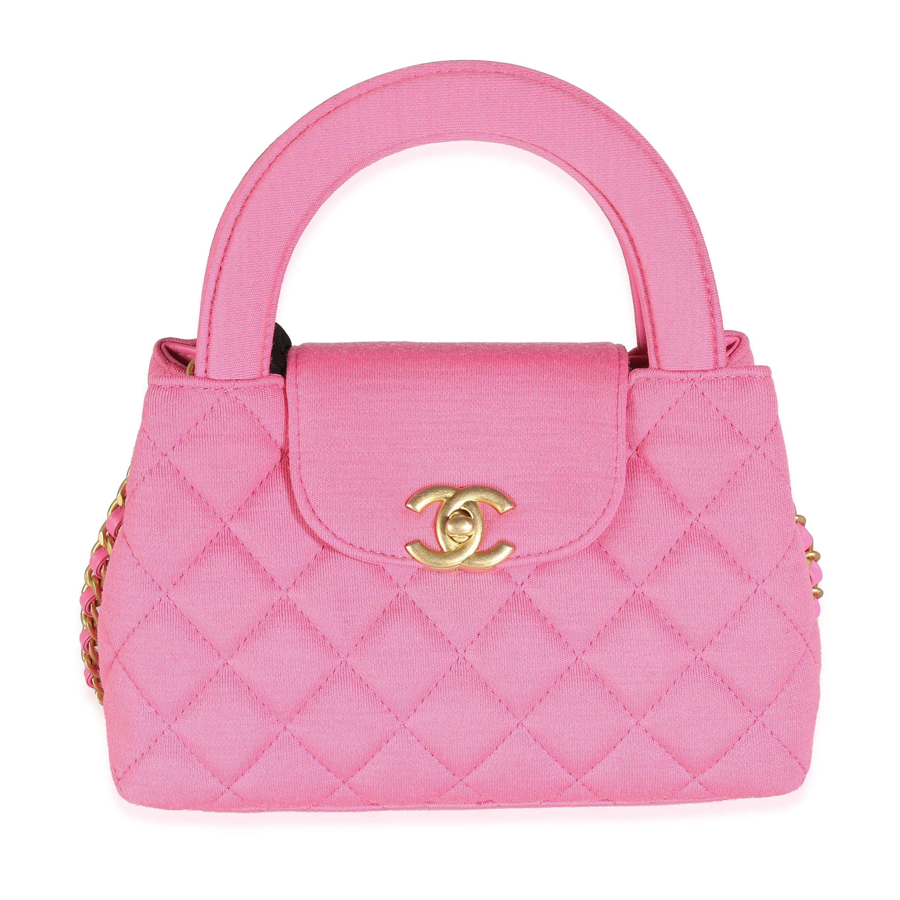 Chanel Chanel Pink Quilted Jersey Nano Kelly Shopper