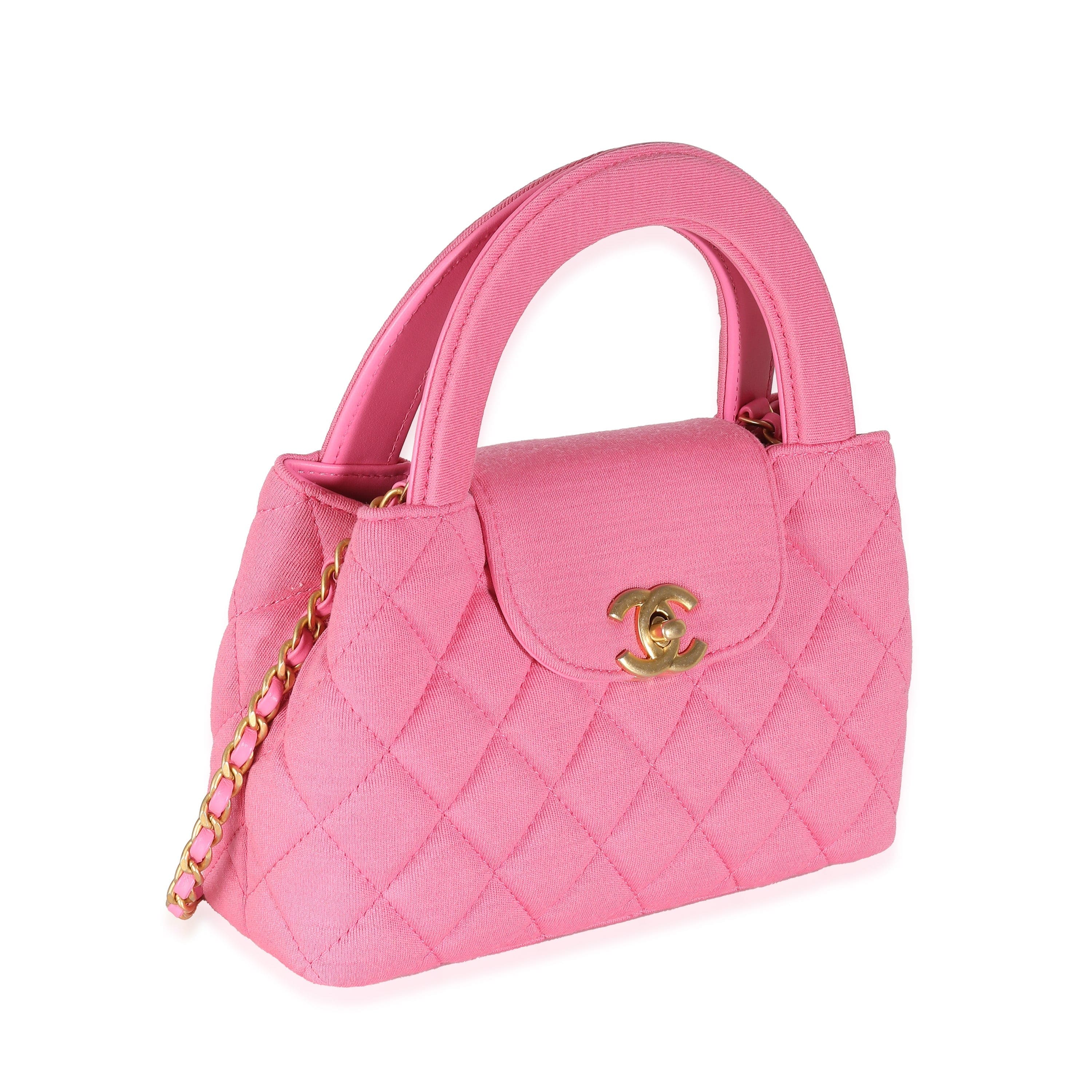 Chanel Chanel Pink Quilted Jersey Nano Kelly Shopper