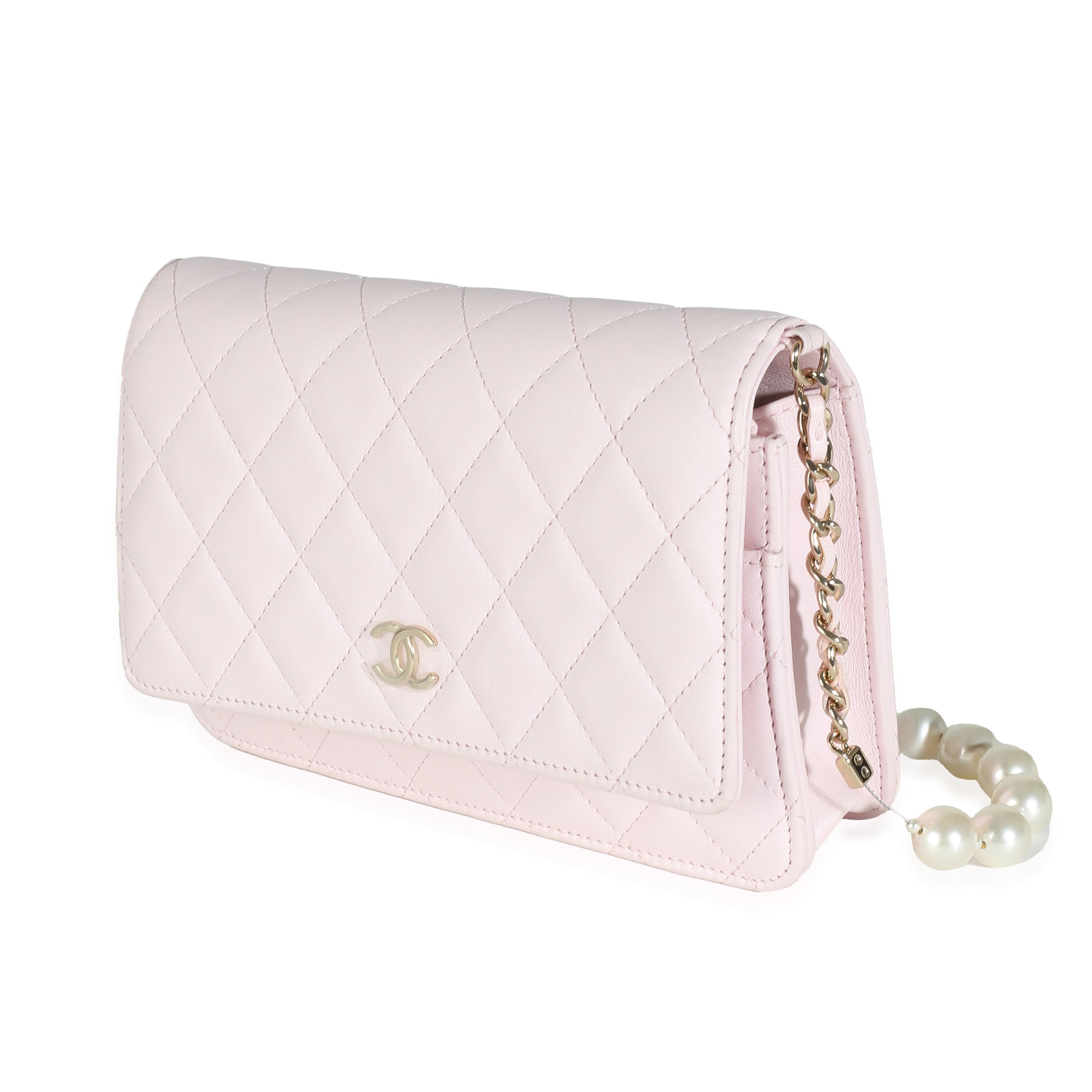 Chanel Chanel Pink Quilted Lambskin Pearl Wallet On Chain