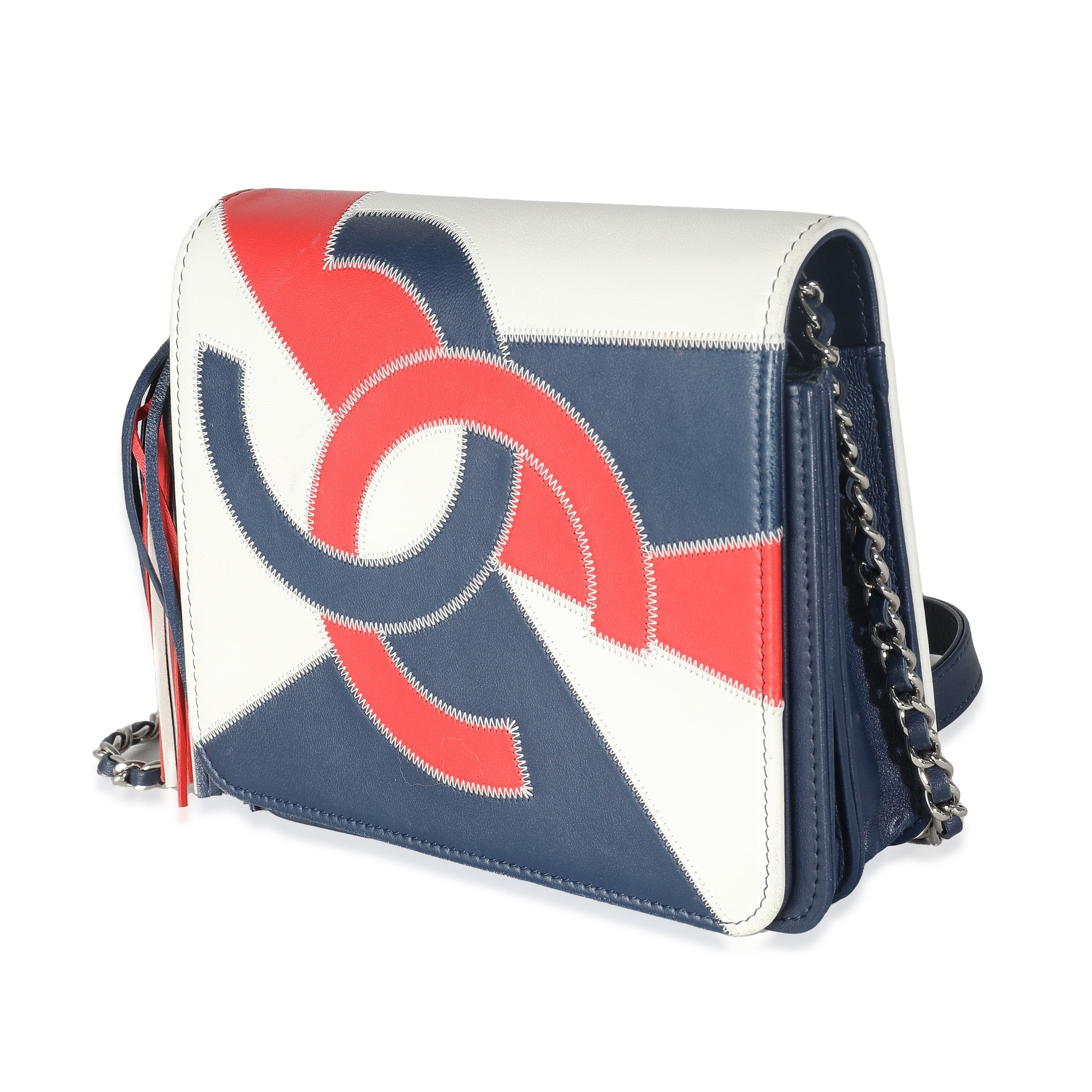 Chanel Chanel Red Blue White Lambskin Patchwork CC Flap Bag