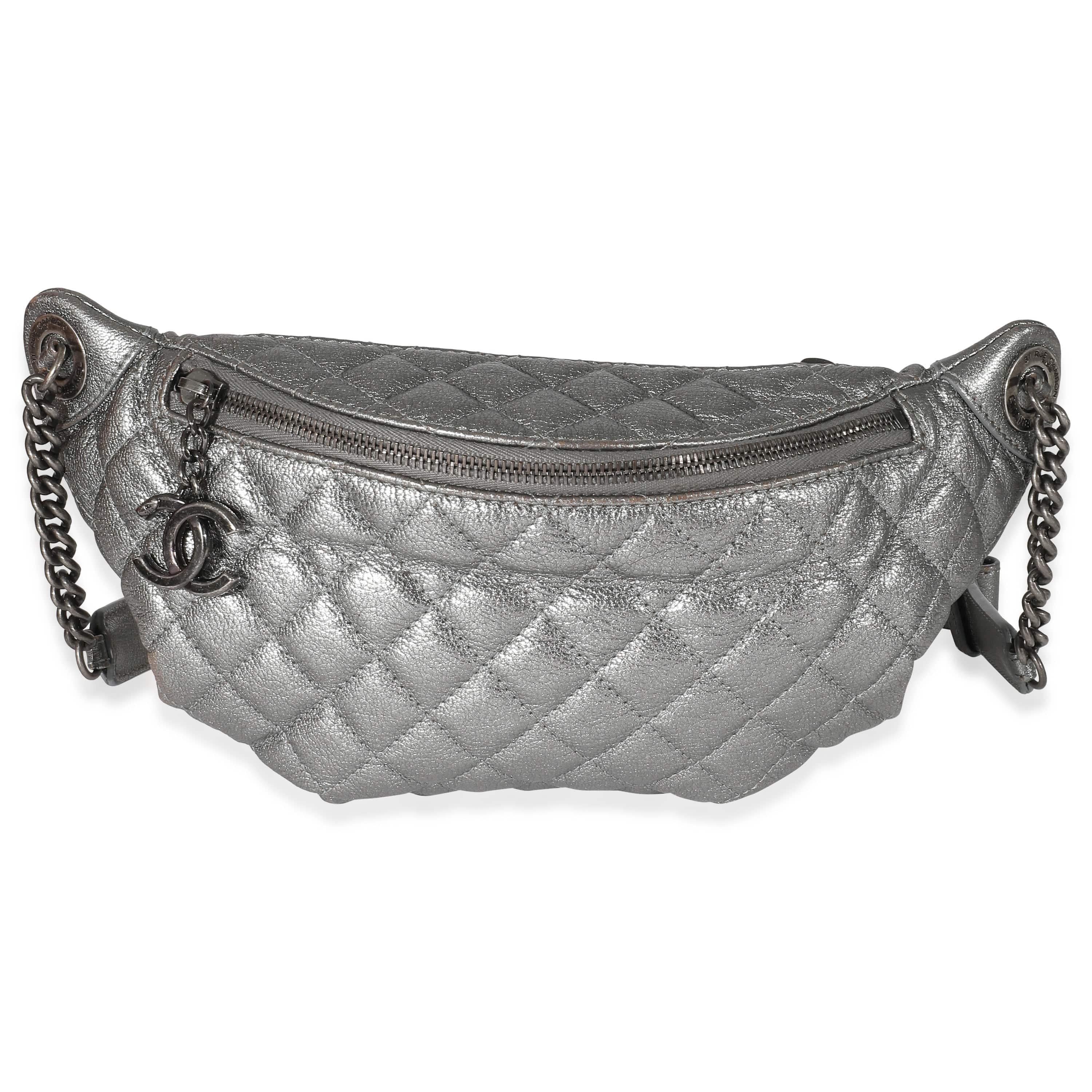 Chanel Chanel Silver Metallic Calfskin Banane Waist Bag