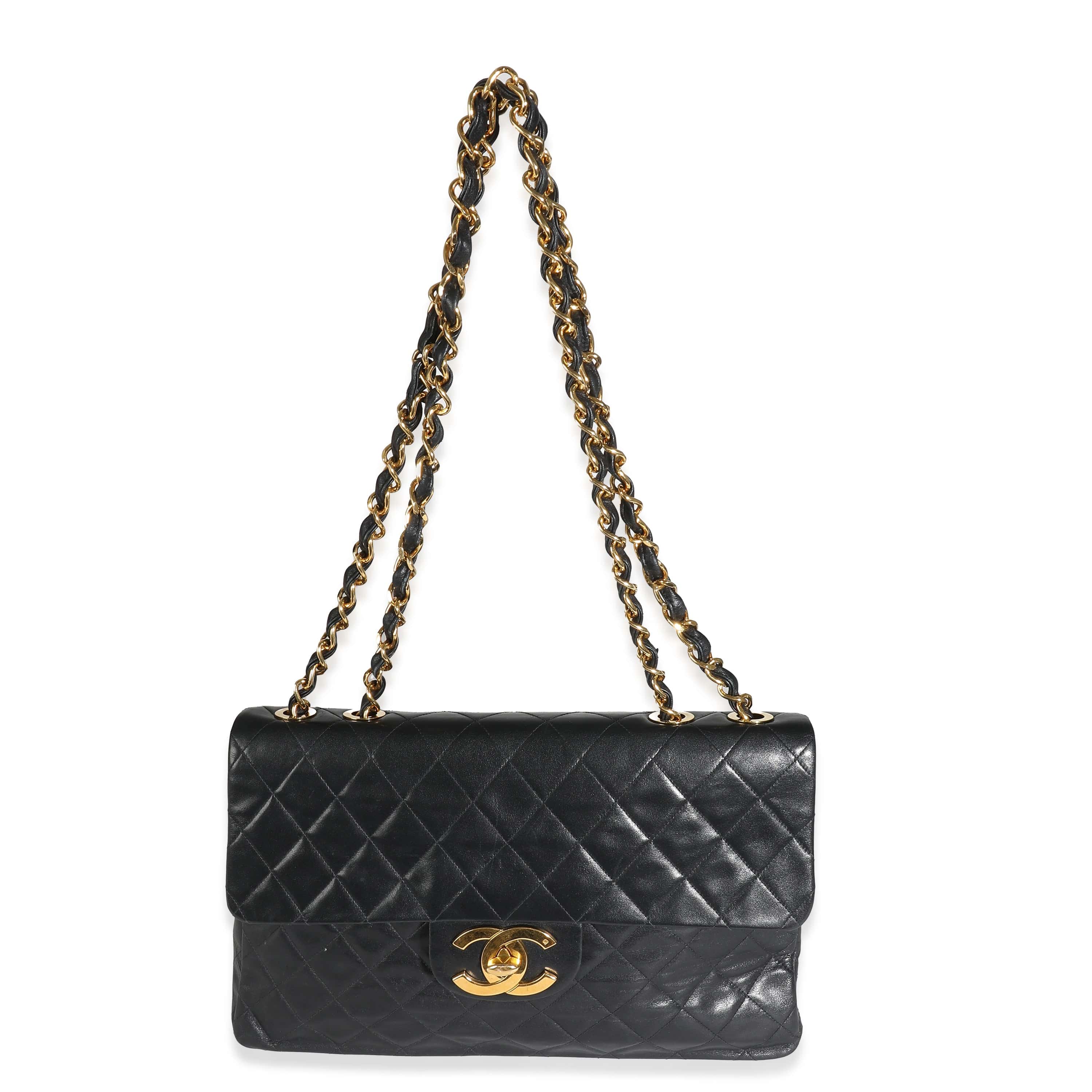 Chanel Chanel Vintage 24K Black Quilted Lambskin Maxi XL Flap Bag