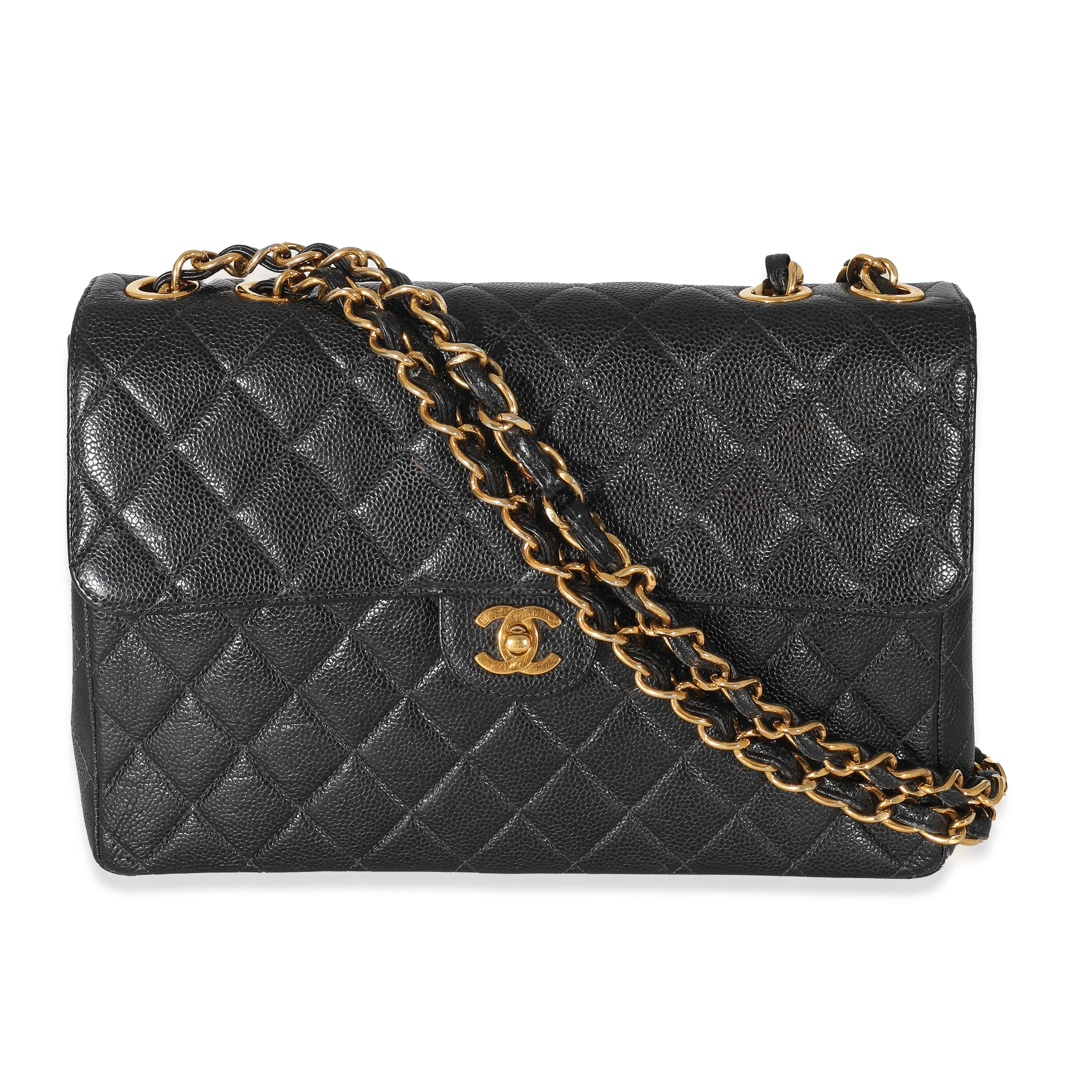 Chanel Chanel Vintage Black Quilted Caviar Jumbo Single Flap Bag