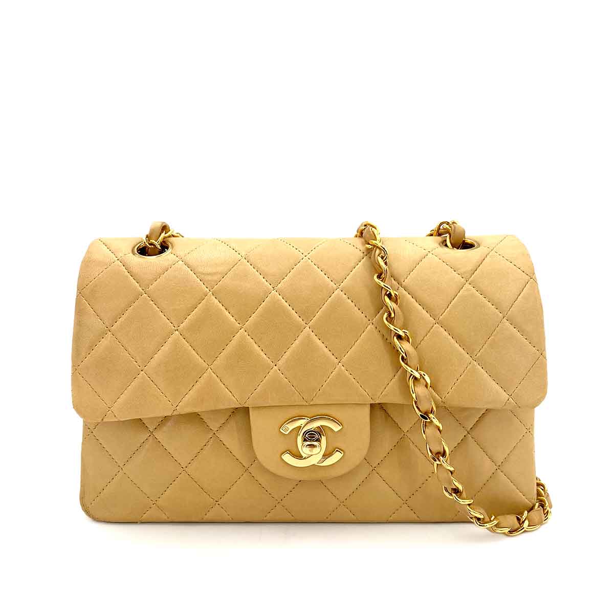 Chanel Chanel Vintage Classic Flap Small Beige Lambskin GHW #6 90243257