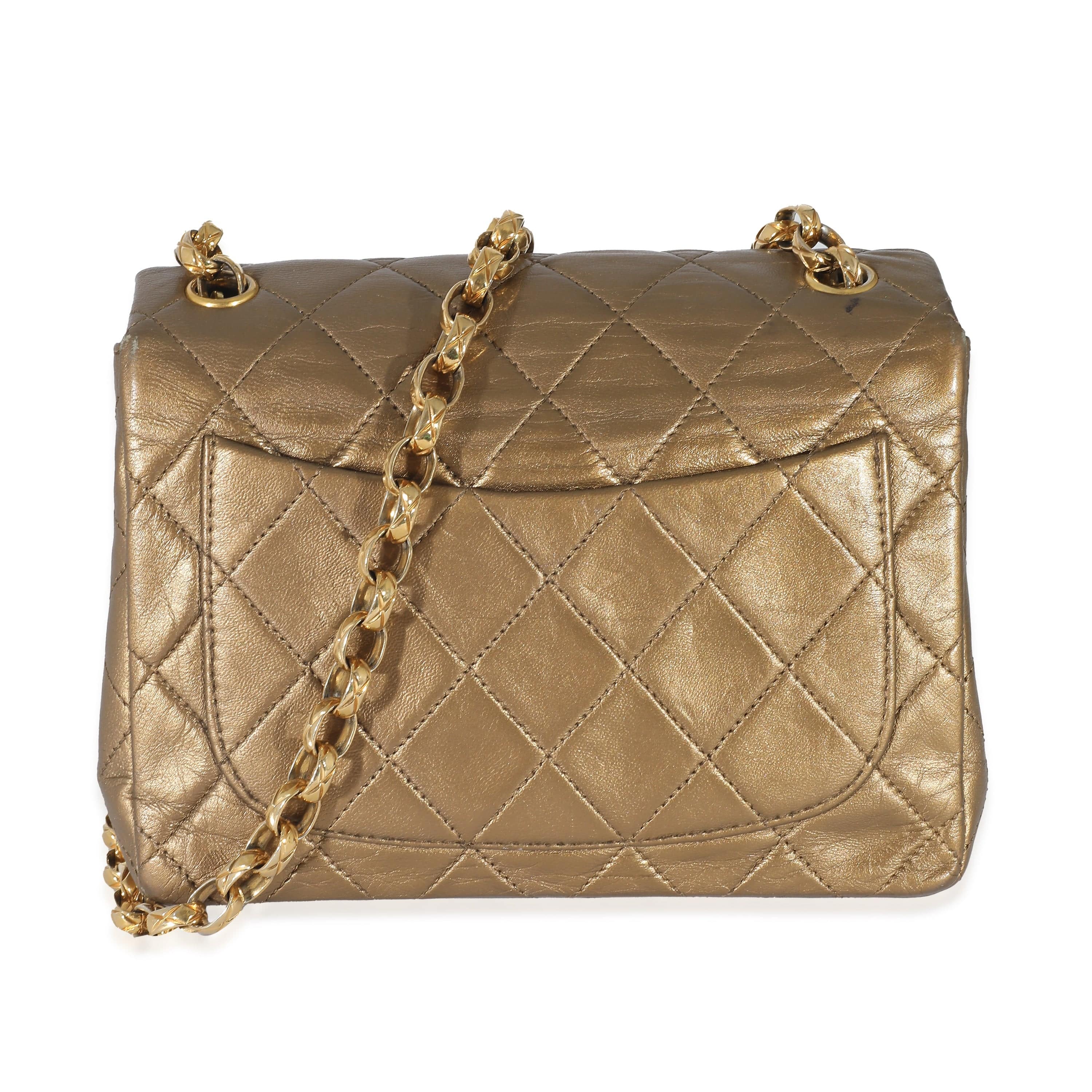 Chanel Chanel Vintage Quilted Metallic Gold Leather Bijoux Chain Mini Flap Bag