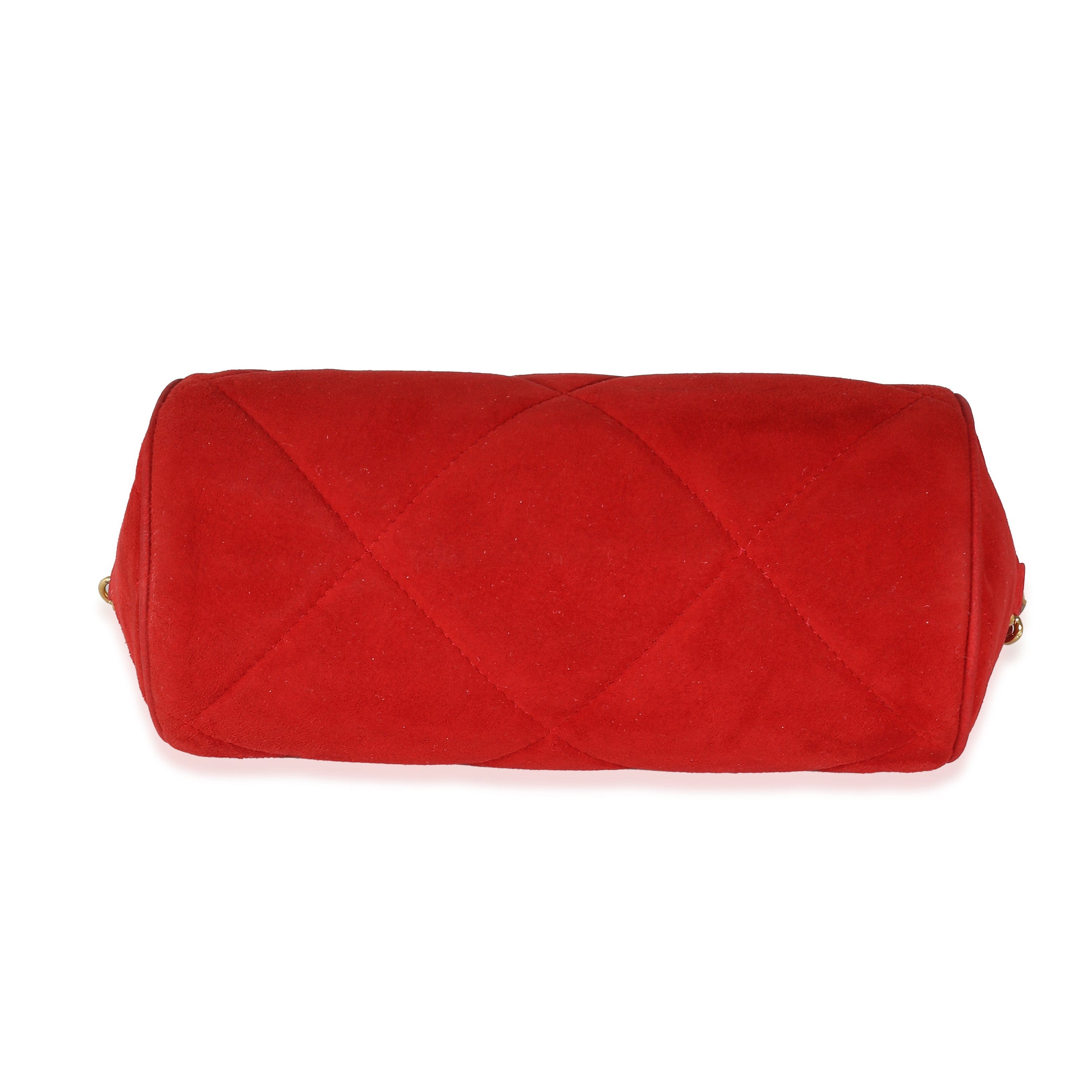 Chanel Chanel Vintage Red Suede Diamond Stitch Tassel Barrel Clutch