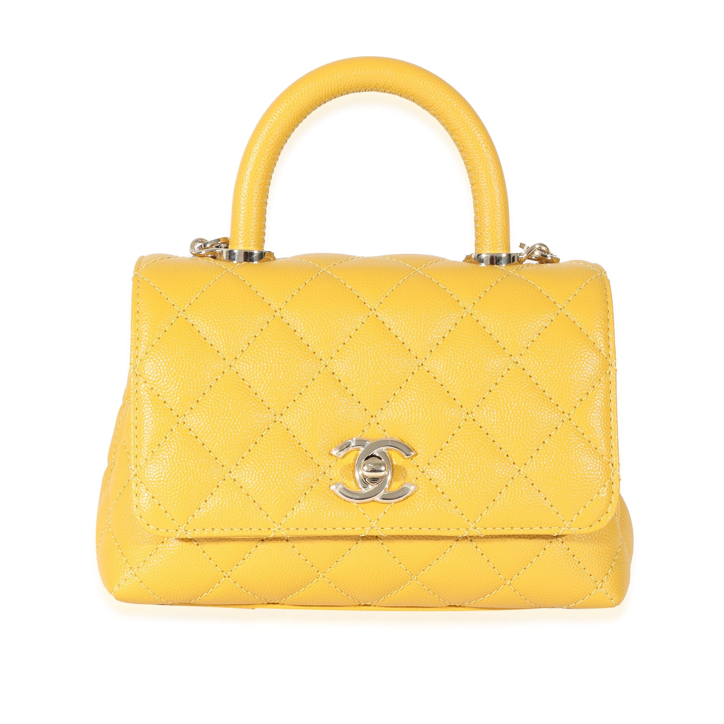 Chanel Chanel Yellow Caviar Extra Mini Coco Top Handle