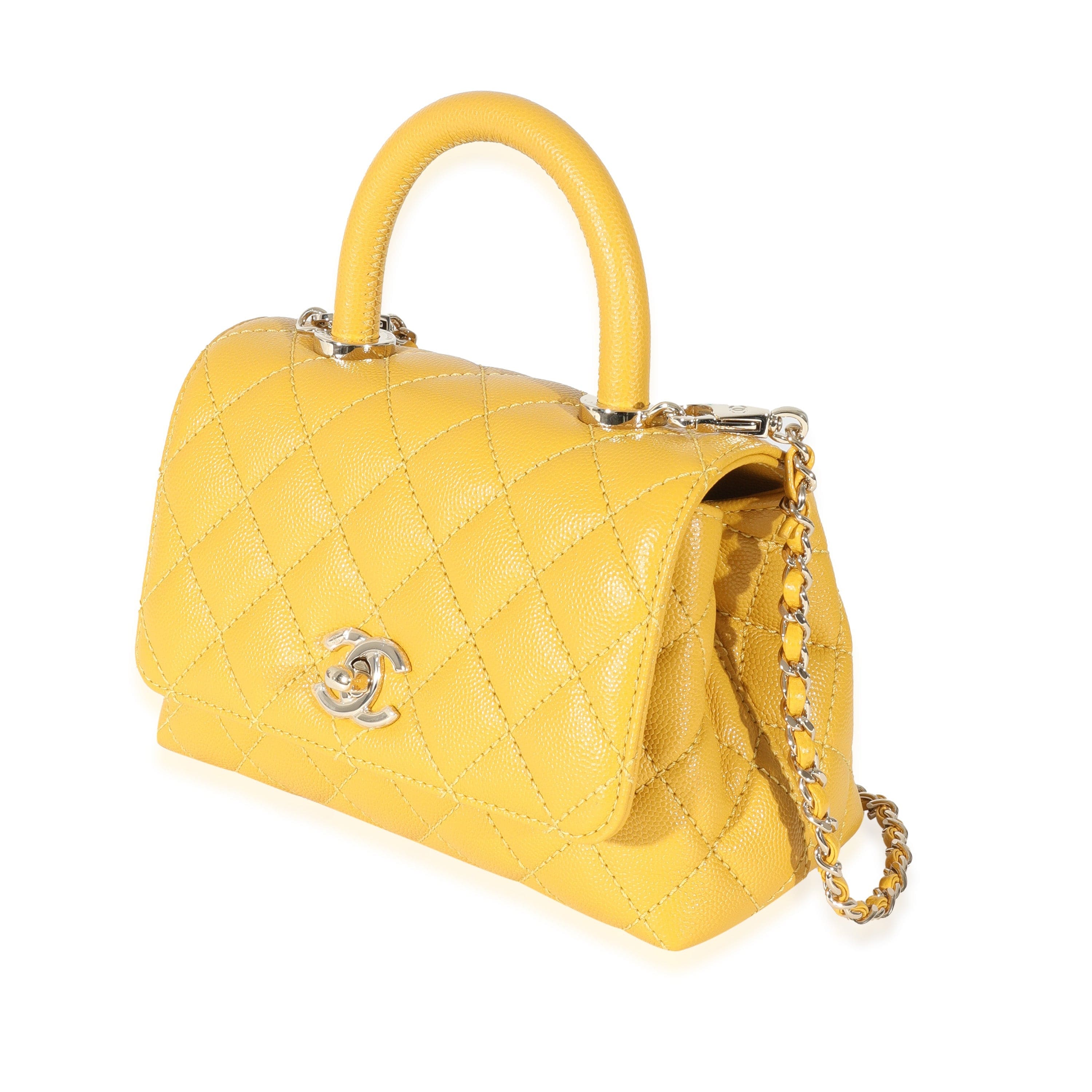 Chanel Chanel Yellow Caviar Extra Mini Coco Top Handle