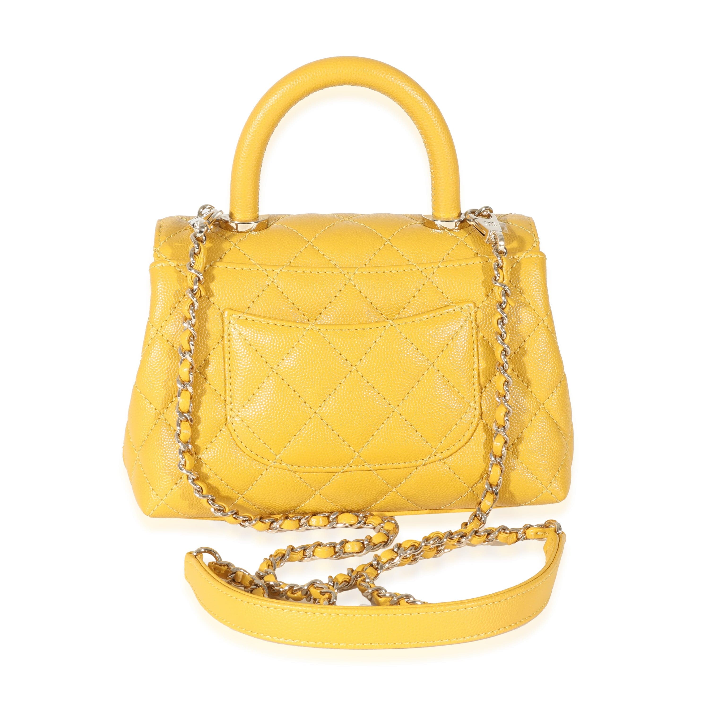 Chanel Chanel Yellow Caviar Extra Mini Coco Top Handle