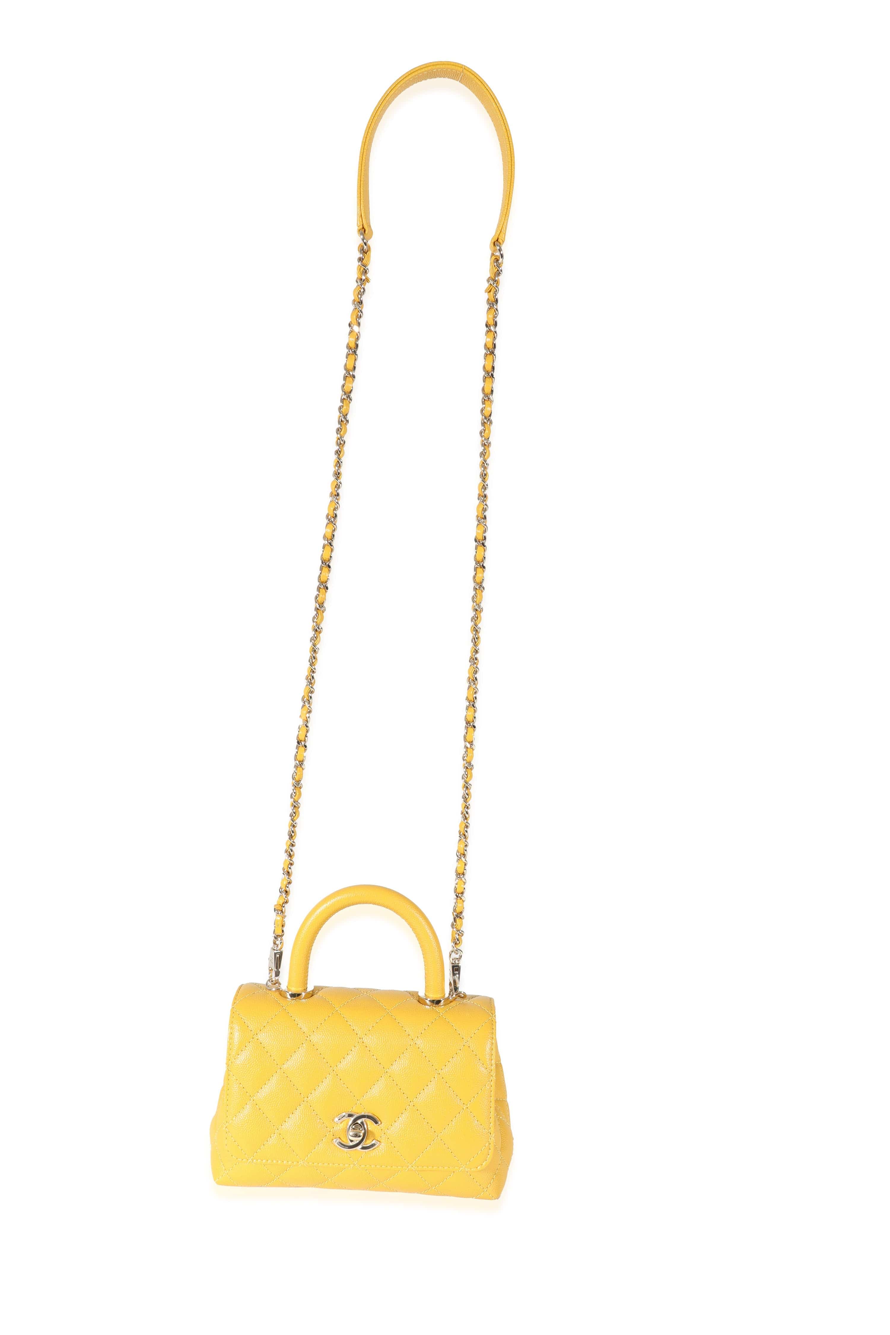 Chanel Chanel Yellow Caviar Extra Mini Coco Top Handle