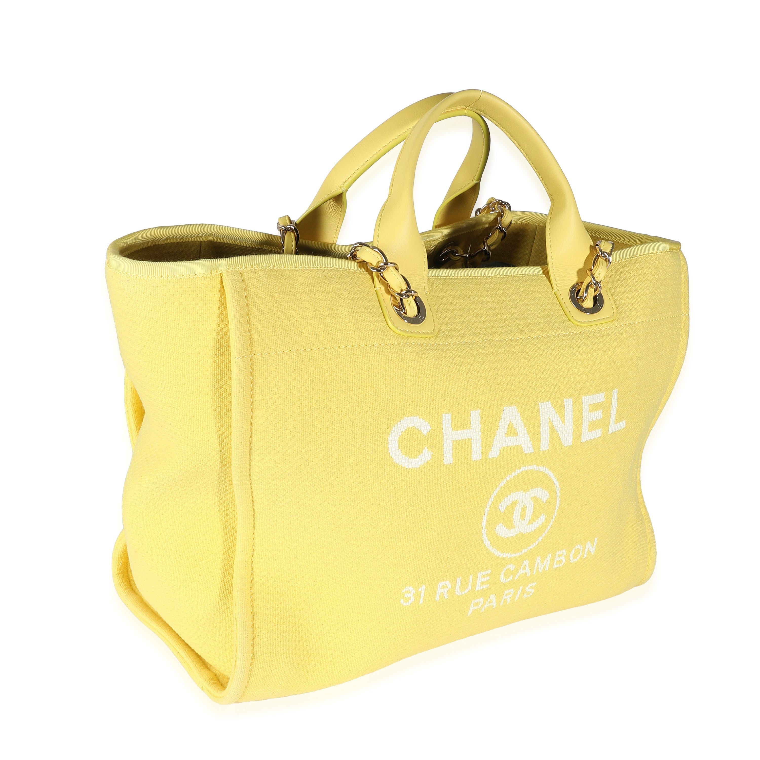 Chanel Chanel Yellow Mixed Fibers Medium Deauville Tote