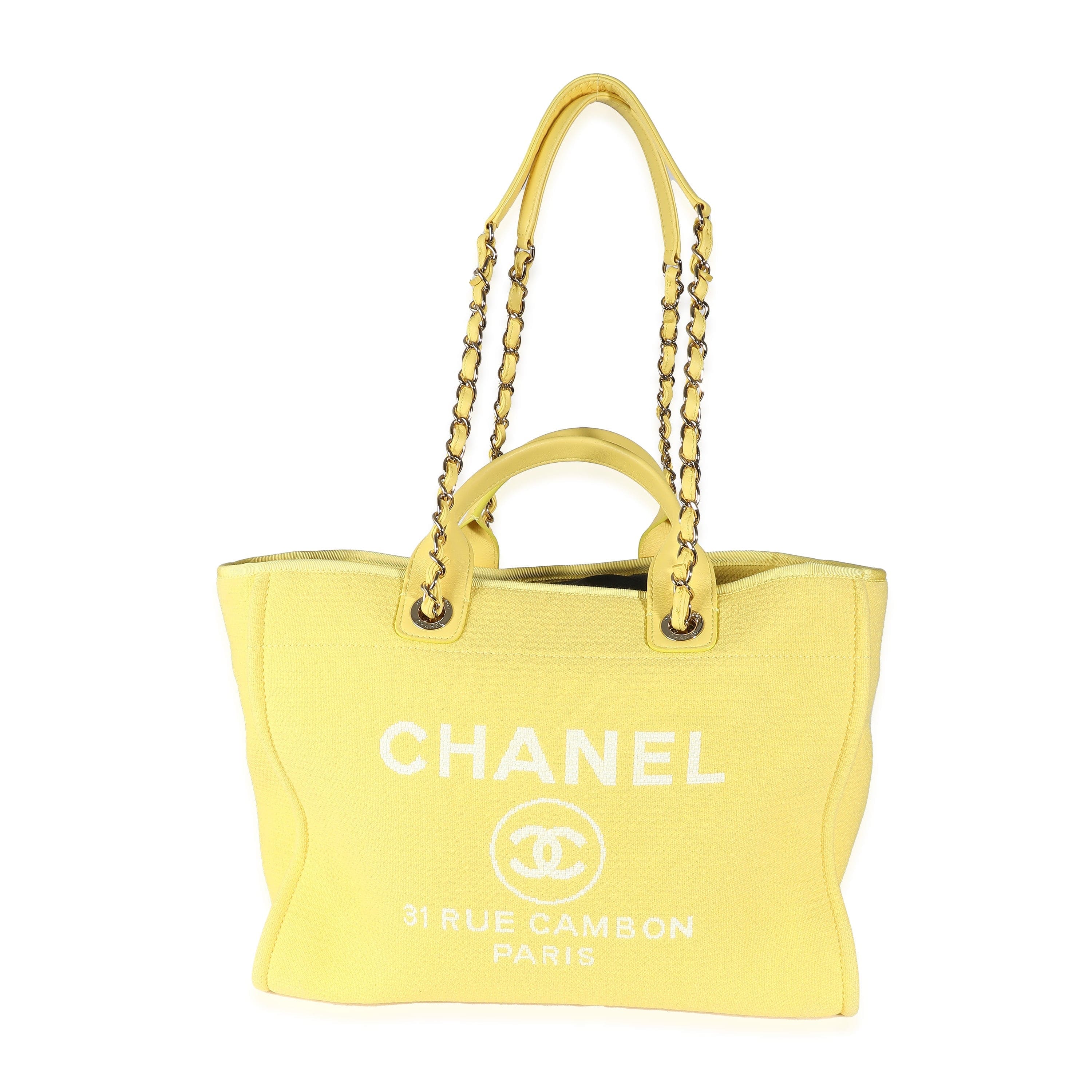 Chanel Chanel Yellow Mixed Fibers Medium Deauville Tote