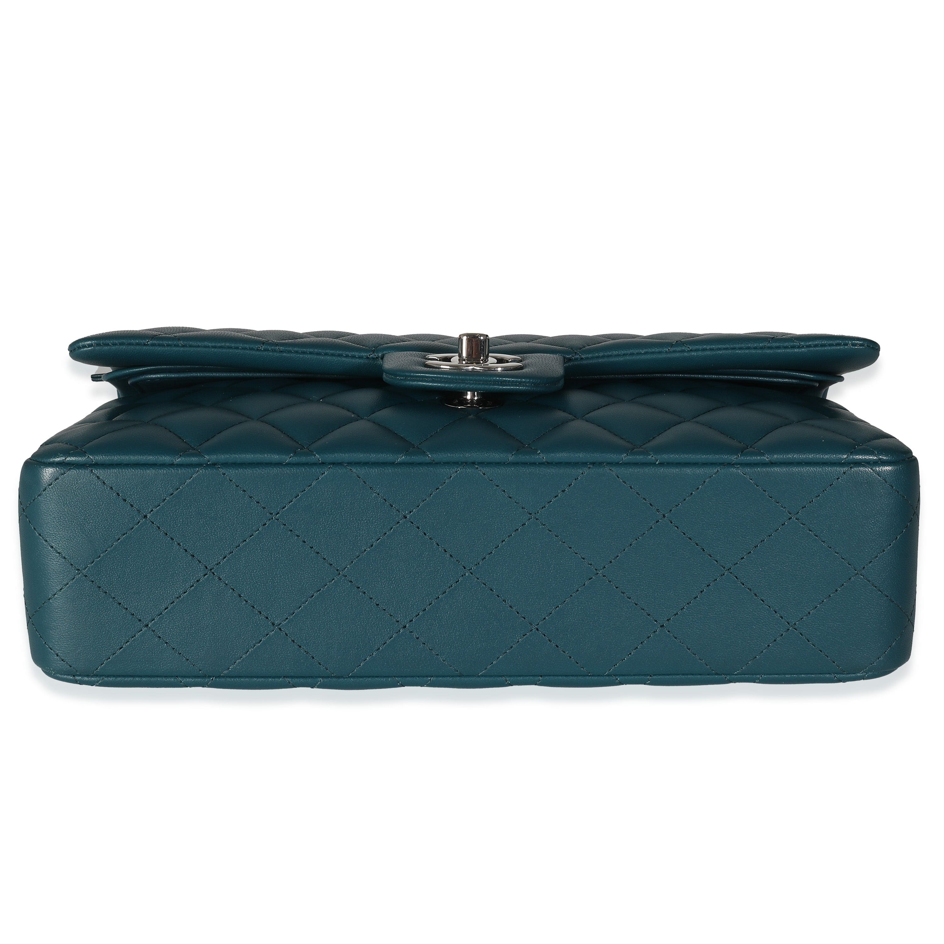 Chanel Dark Turquoise Quilted Lambskin Medium Classic Double Flap Bag