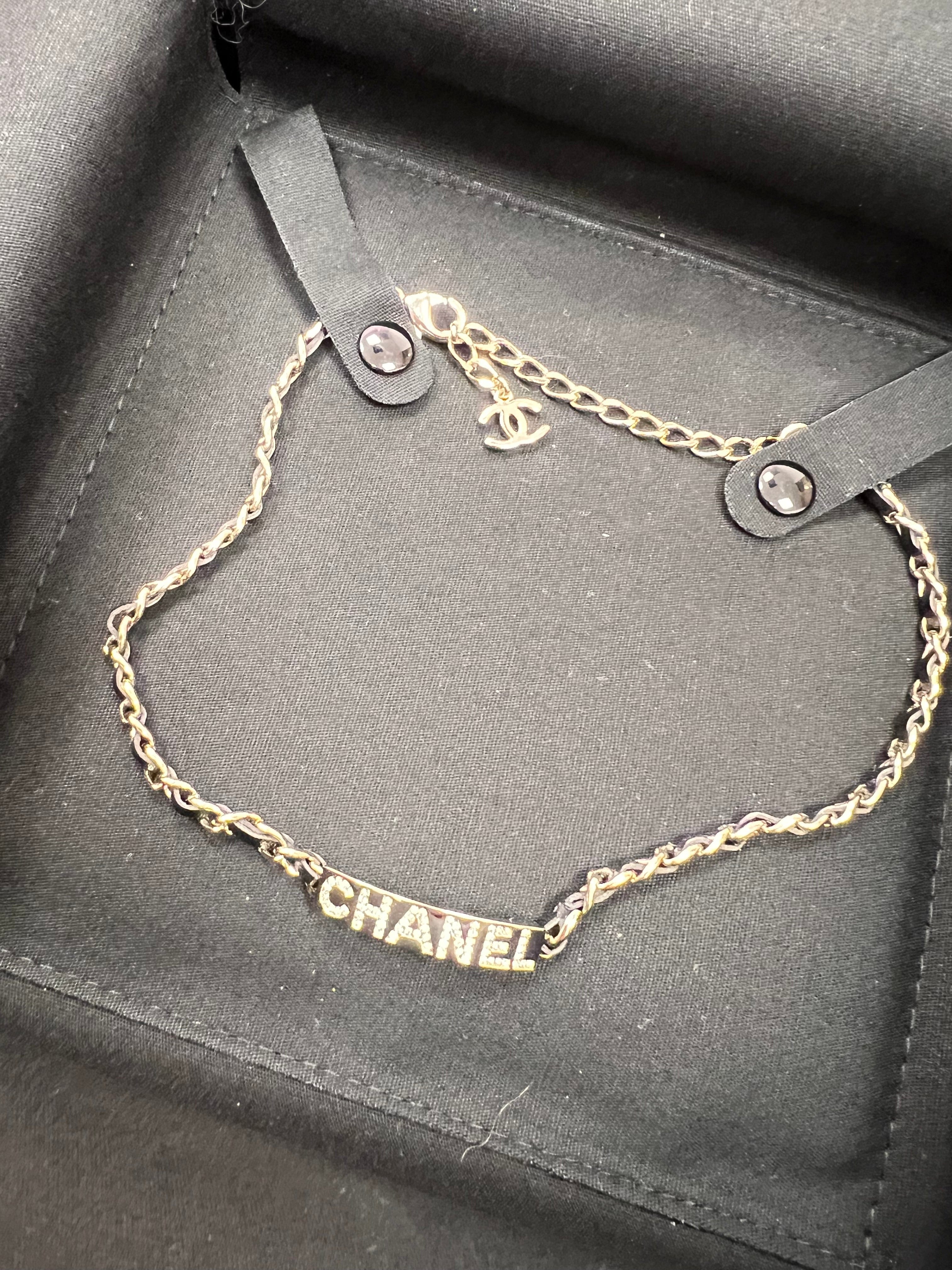 Chanel *AUCTION* Chanel Strass Tag Choker LGHW SYC1189