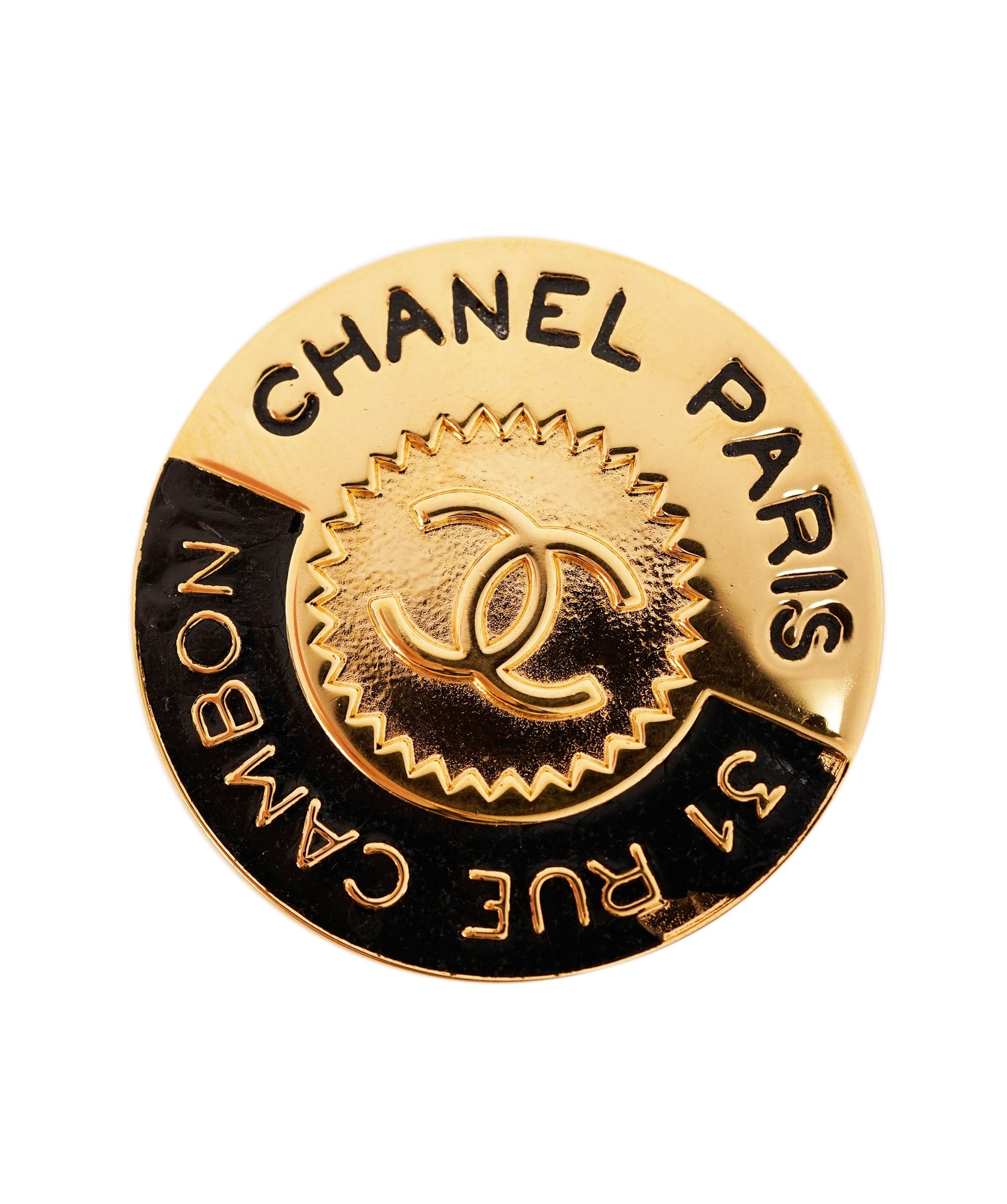 Chanel CHANEL Brooch metal Gold CC Auth bs12167 DBXS1648