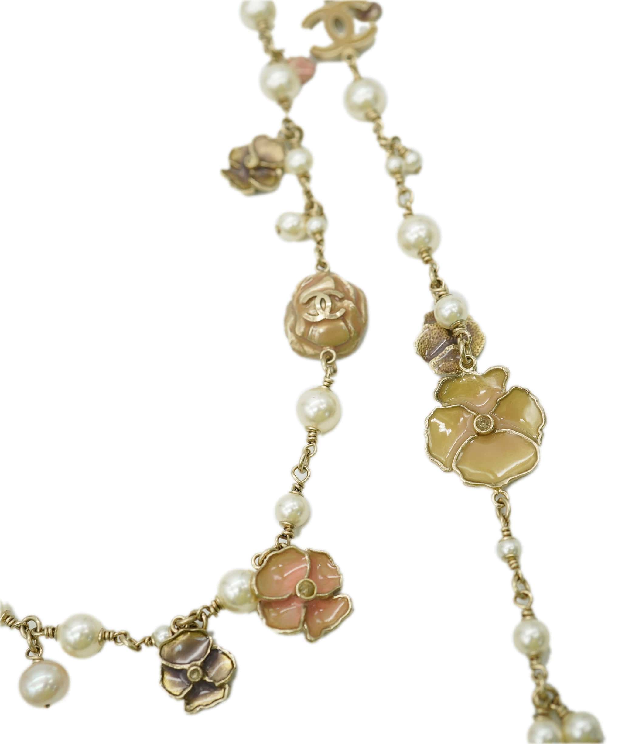 Chanel Chanel Camellia Long Necklace With Pearls  ALC1626