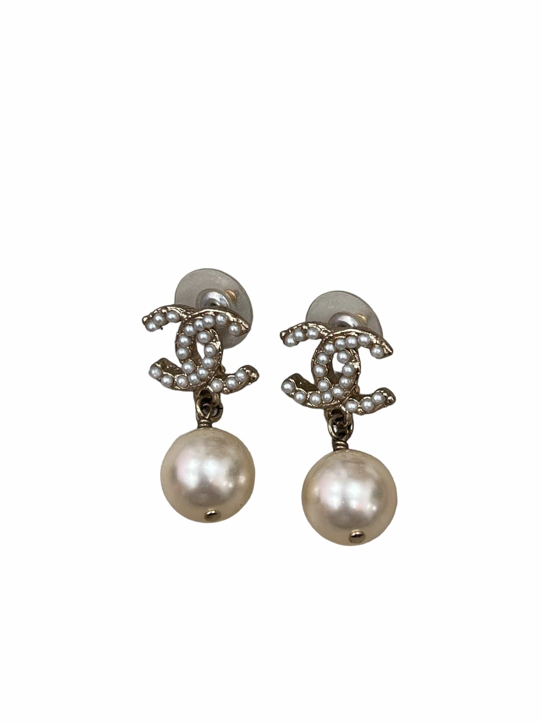 Chanel Chanel Pearl Drop Earrings GHW SYC1185