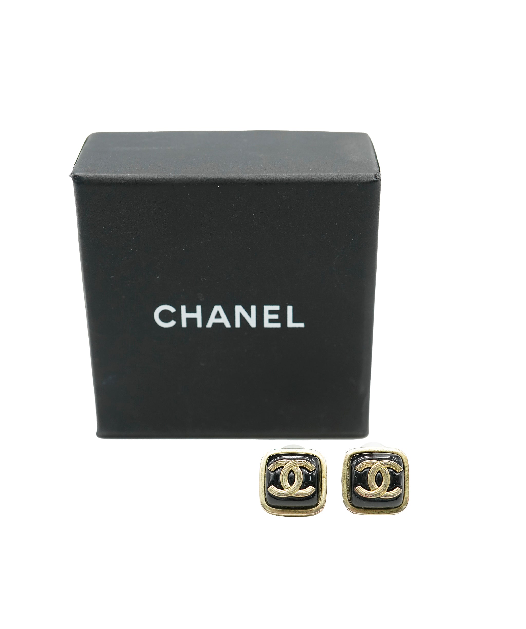 Chanel Chanel Square CC Black and Gold Earrings  ALC1082