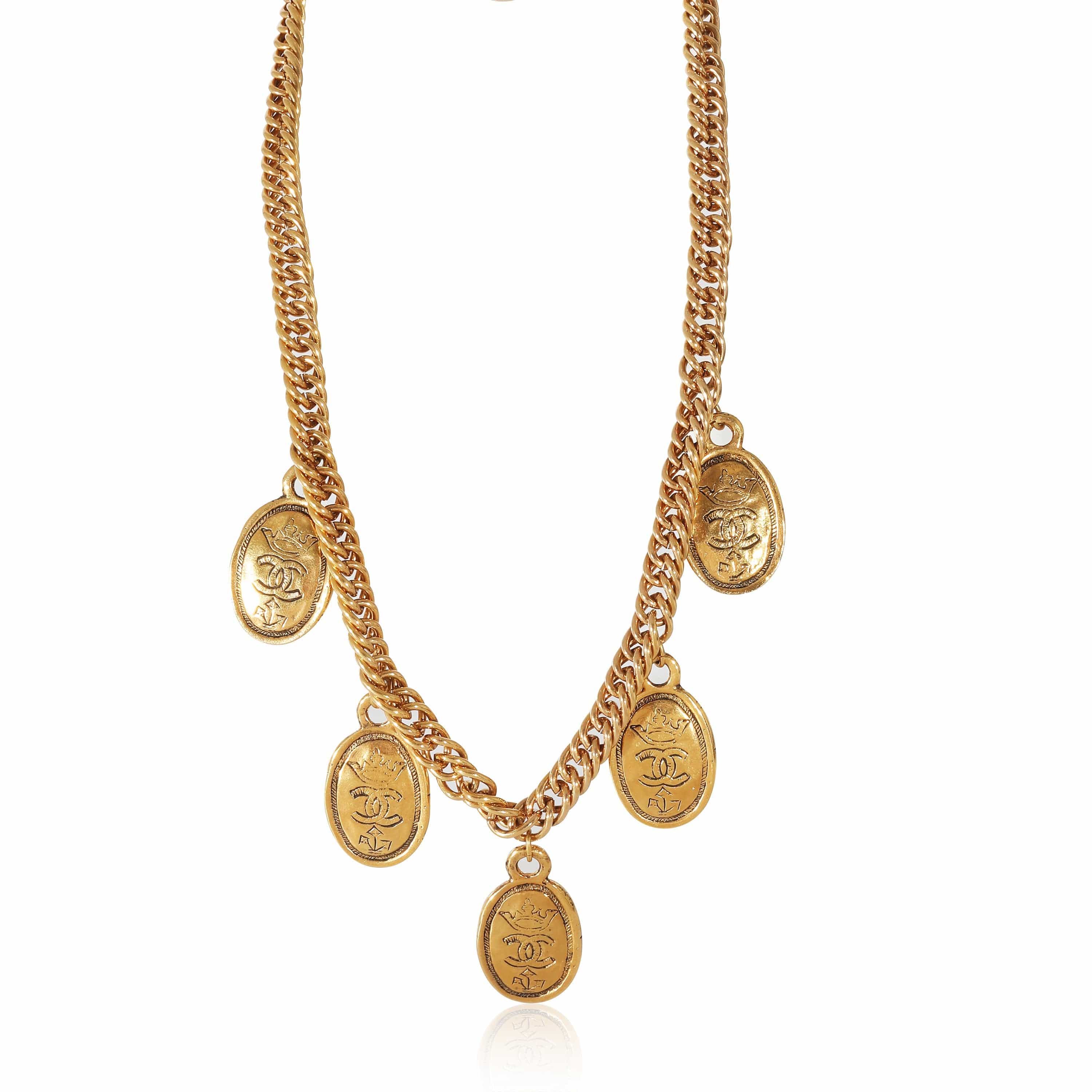 Chanel Chanel Oval CC & Crowns Charm Gold Toned Necklace, 1990s