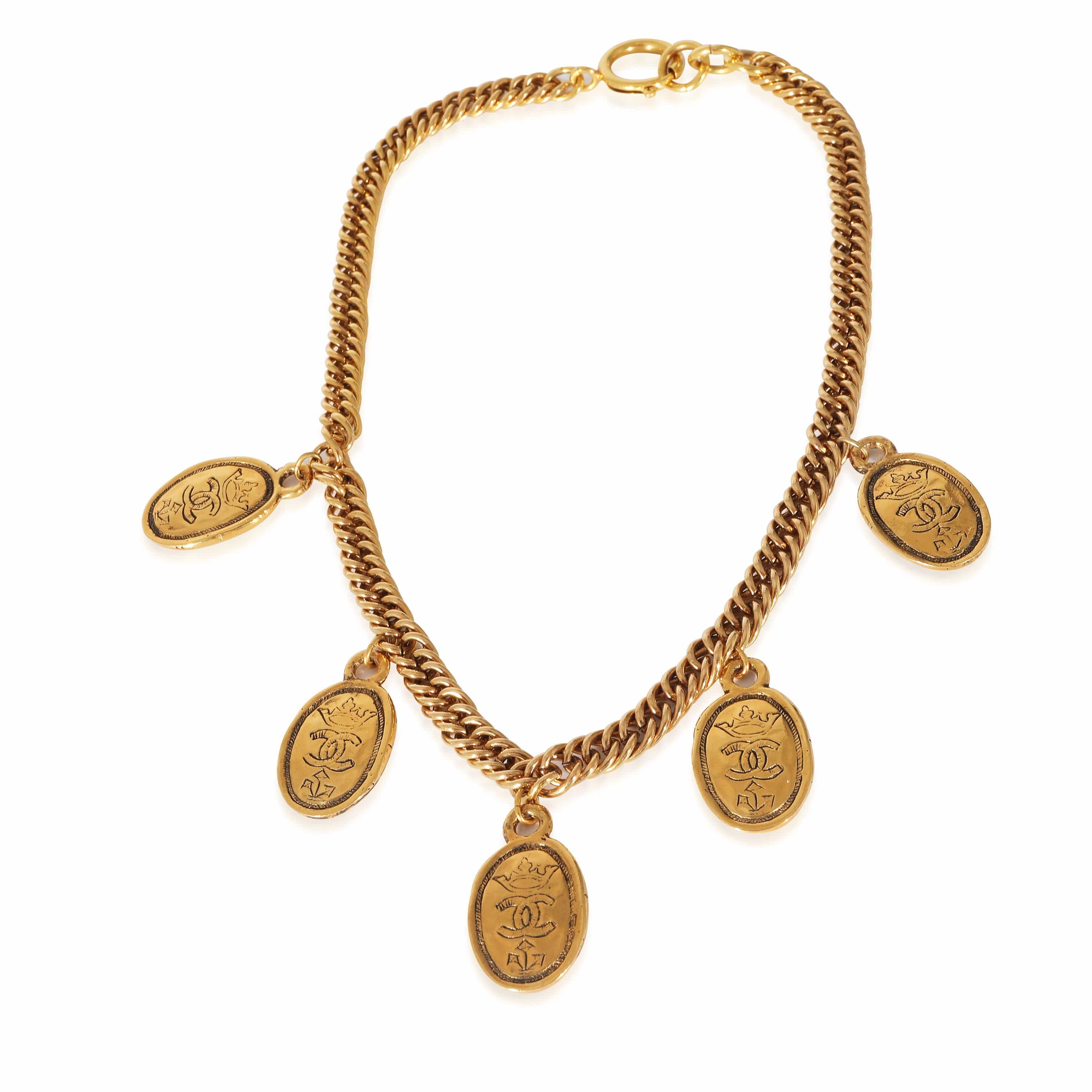 Chanel Chanel Oval CC & Crowns Charm Gold Toned Necklace, 1990s