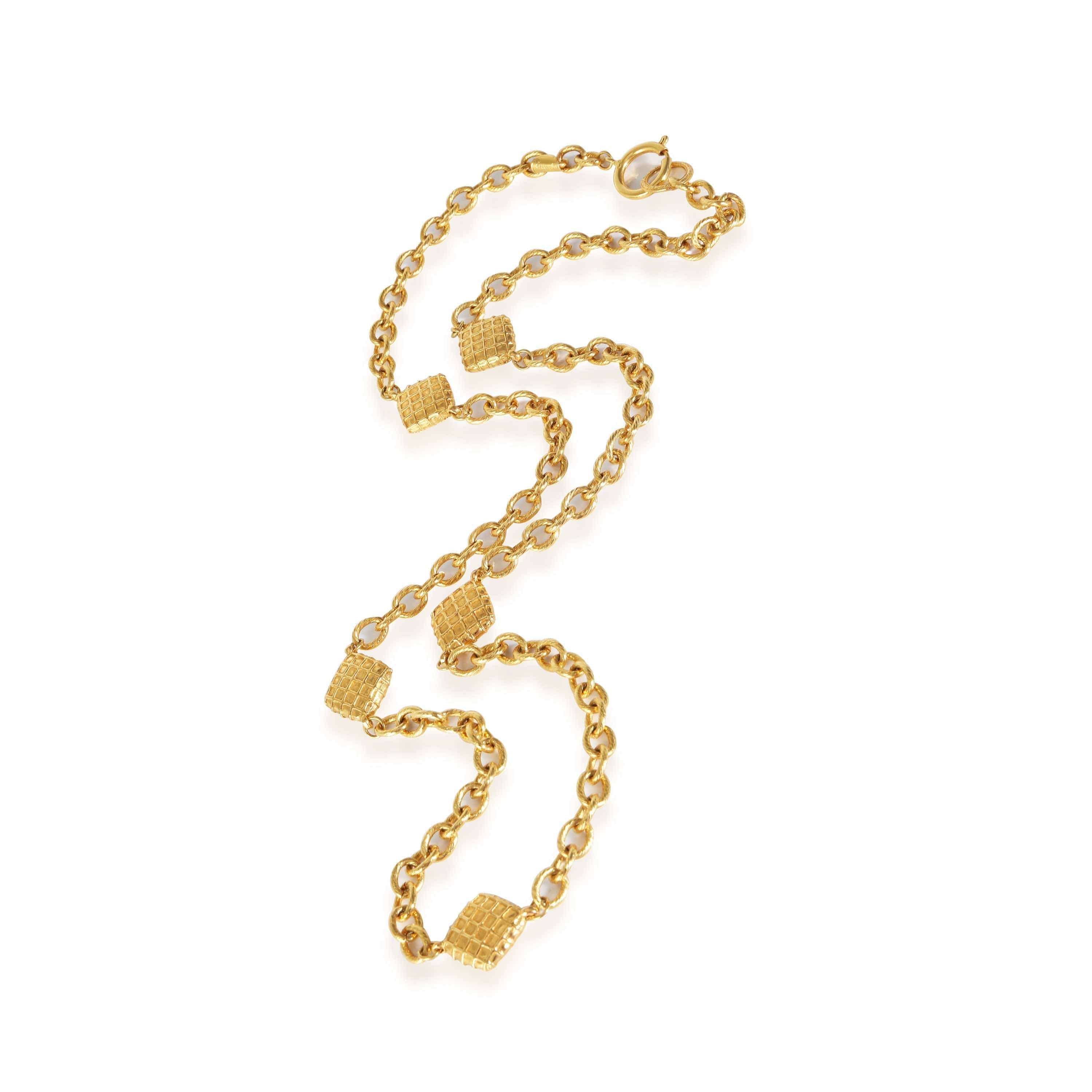 Chanel Vintage Quilted Station Necklace in  Gold Plated